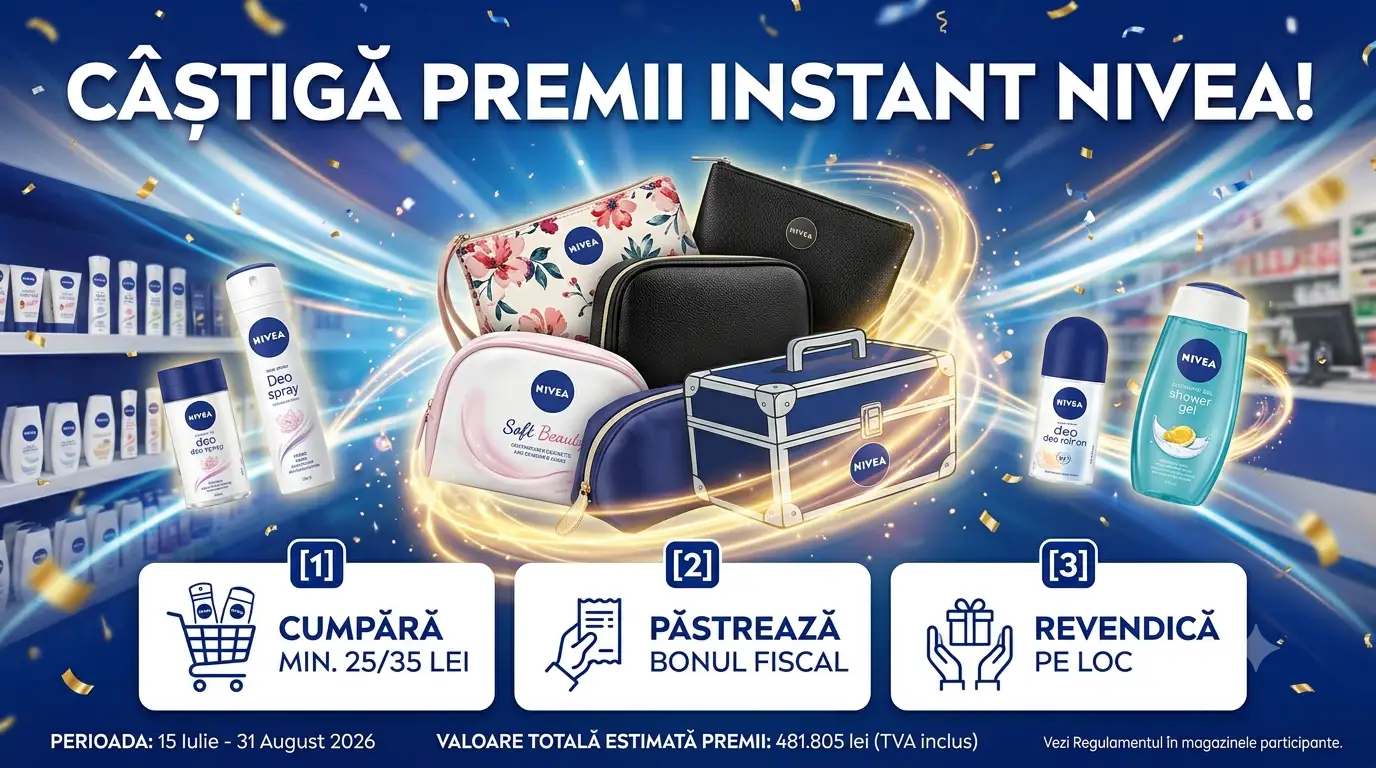 Concurs Cumpără NIVEA, primești geantă cosmetică instant (până pe 31 August) - câștigă...