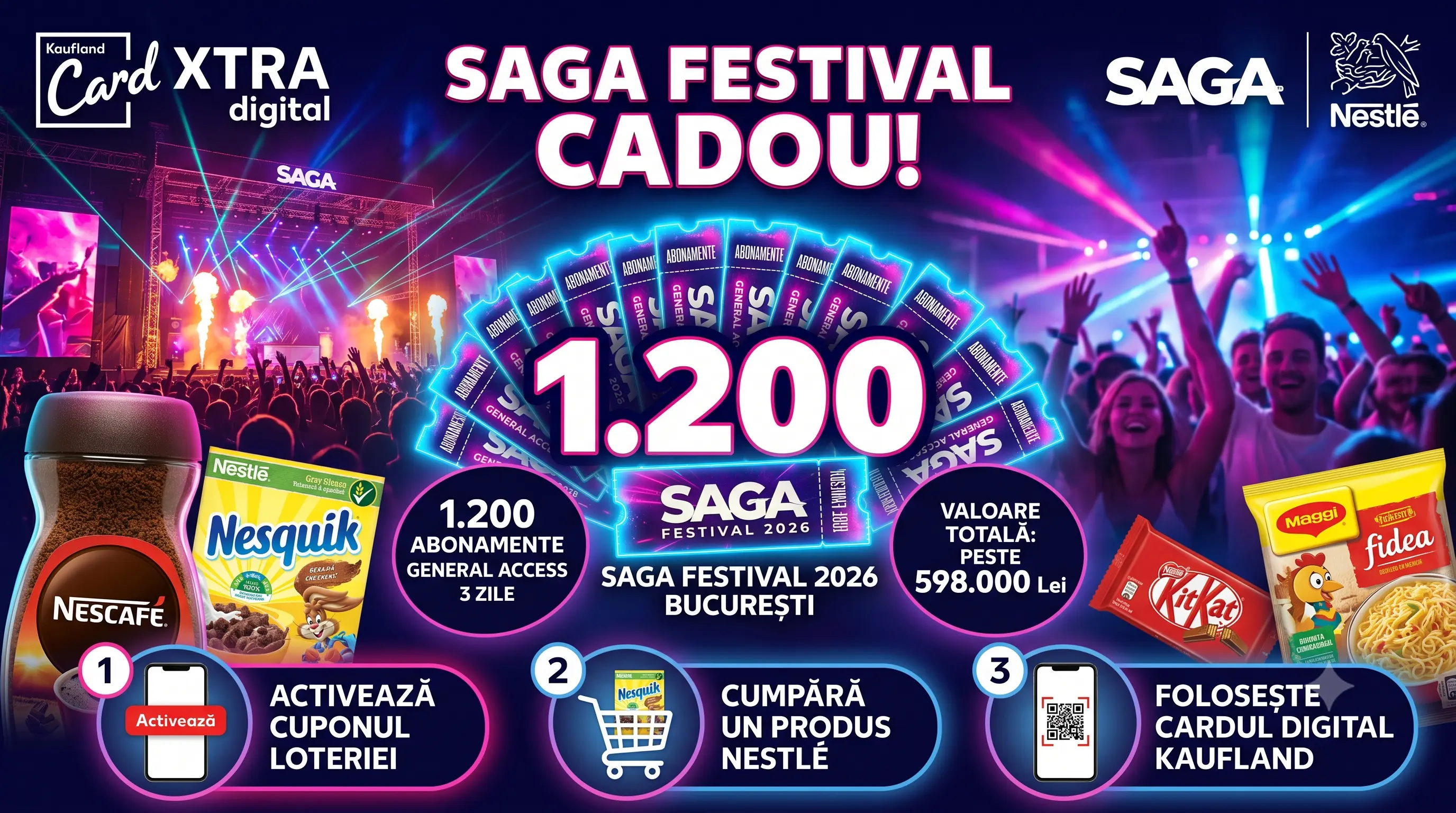 Concurs Concurs Kaufland: Cumpără produse Nestlé și câștigă abonament la SAGA Festival...