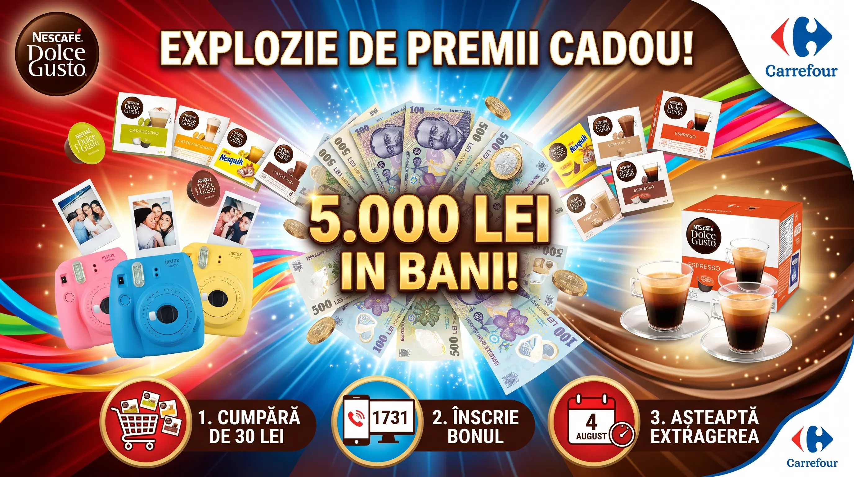 Concurs Carrefour: Cumpără NESCAFÉ Dolce Gusto și câștigă 5.000 de lei (până pe 28 iulie) -...
