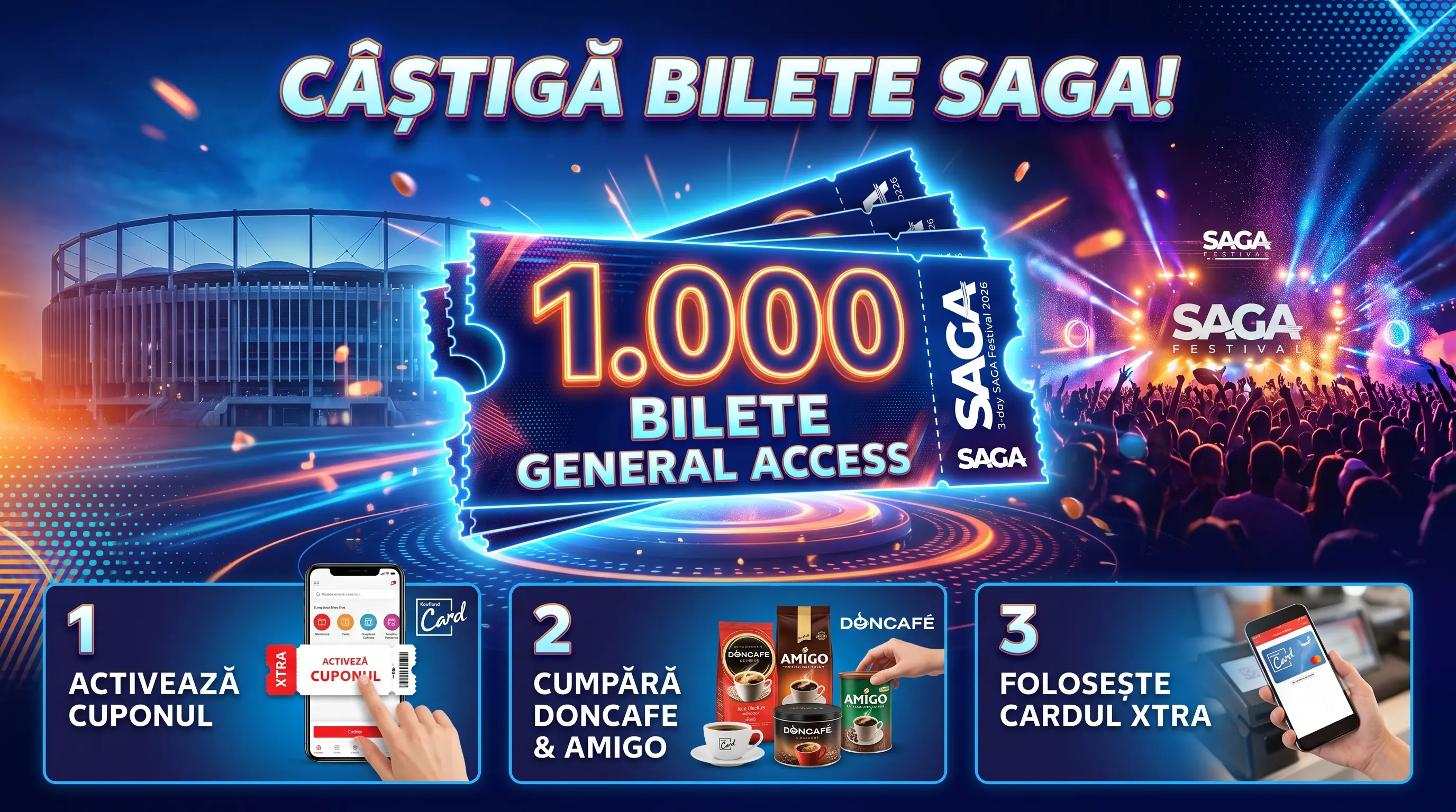Concurs Kaufland: Cumpără Doncafe sau Amigo și câștigă abonament la SAGA Festival (până pe...