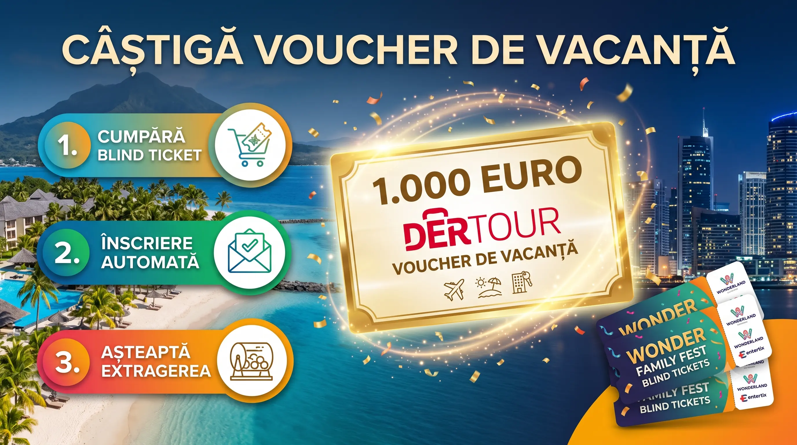 Concurs Wonderland - Câștigă o vacanță de 1.000 euro cu DERTOUR (până pe 7 august) - Concursier