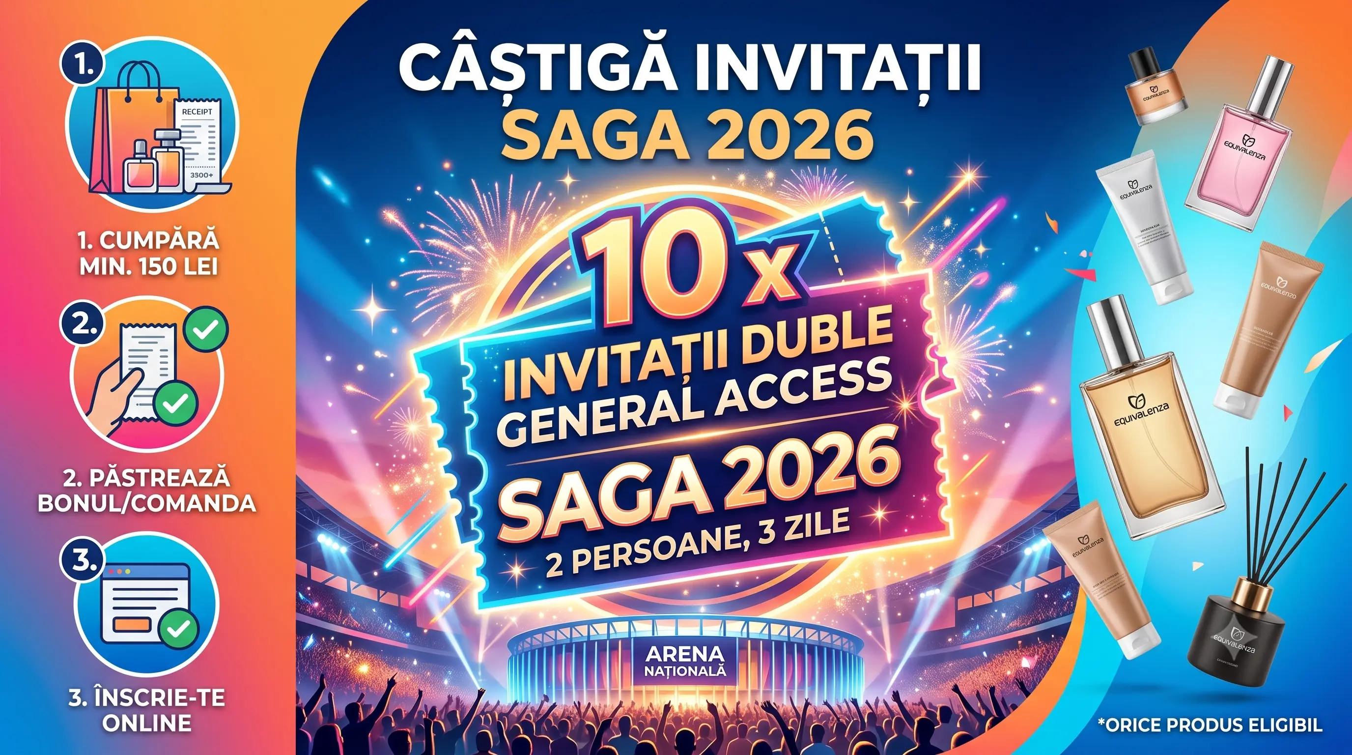 Concurs Equivalenza: Cumpără și câștigă invitații la SAGA by Kaufland 2026 (până pe 12...