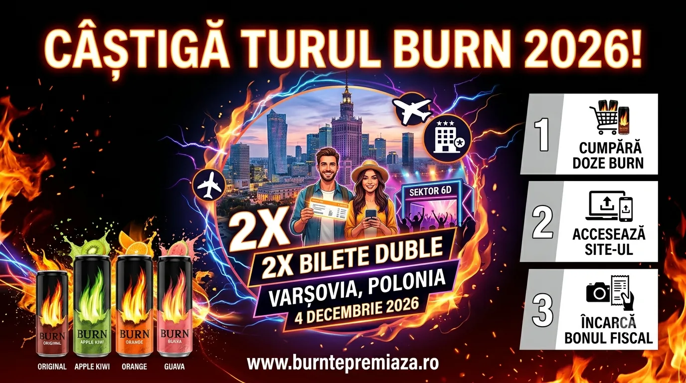 Concurs Concurs Burn: Cumpără și câștigă bilete la Burn Tour 2026 (până pe 31 Octombrie) -...