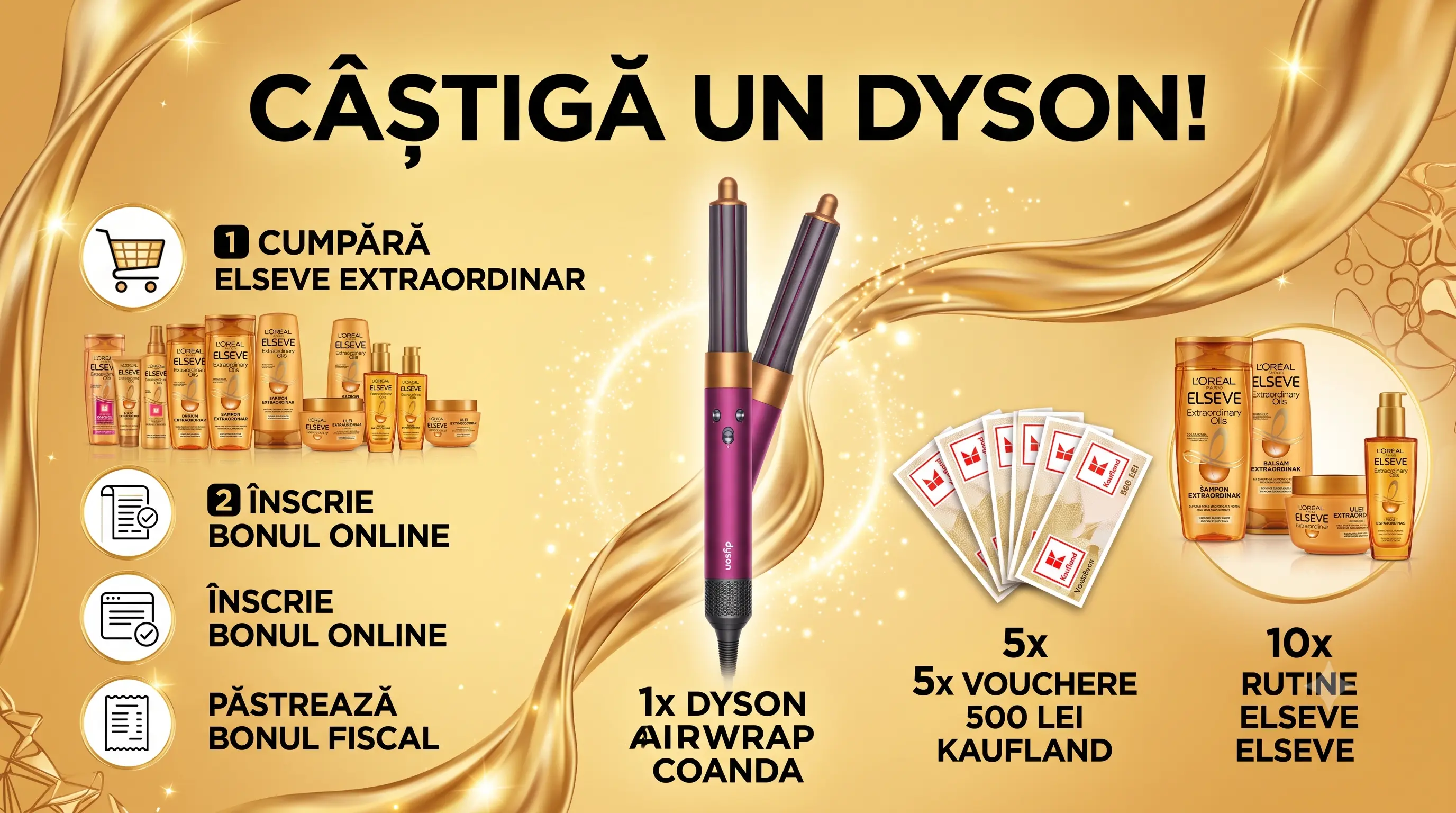 Concurs Kaufland: Cumpără Elseve Ulei Extraordinar și câștigă un Dyson Airwrap (până pe 31...
