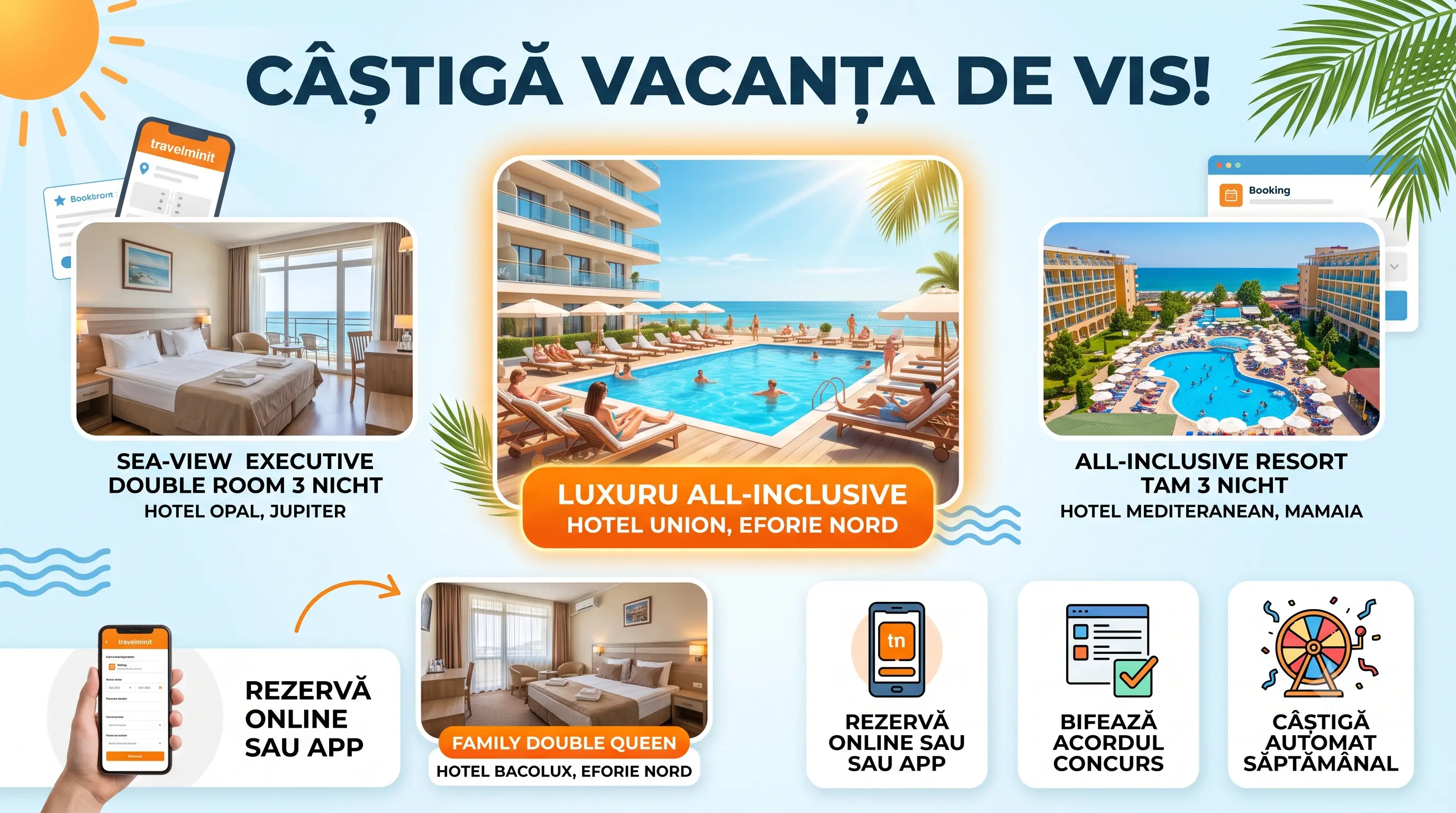 Concurs Travelminit - Câștigă sejururi all inclusive în Eforie și Mamaia (până pe 30...