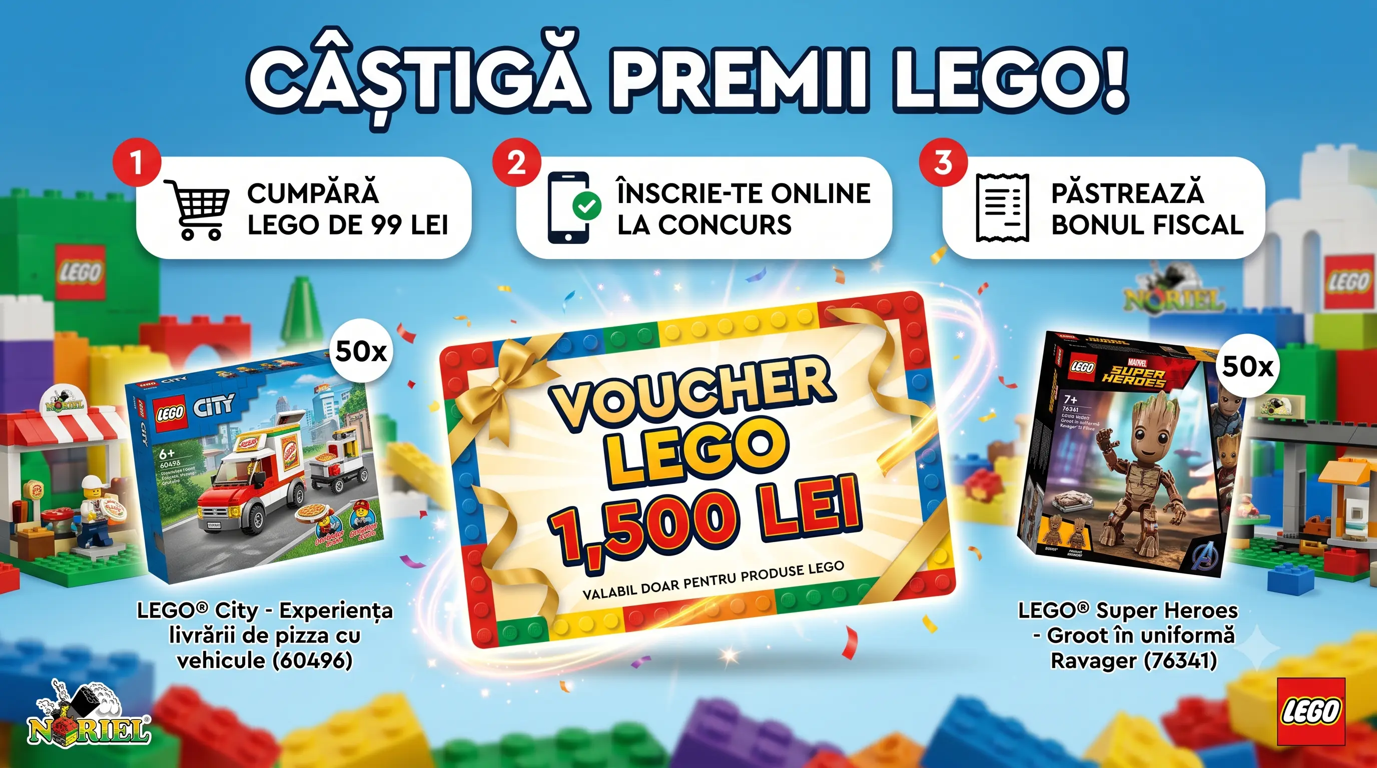 Concurs Concurs Noriel - Cumpără LEGO și câștigă premii de până la 1.500 lei (până pe 8...