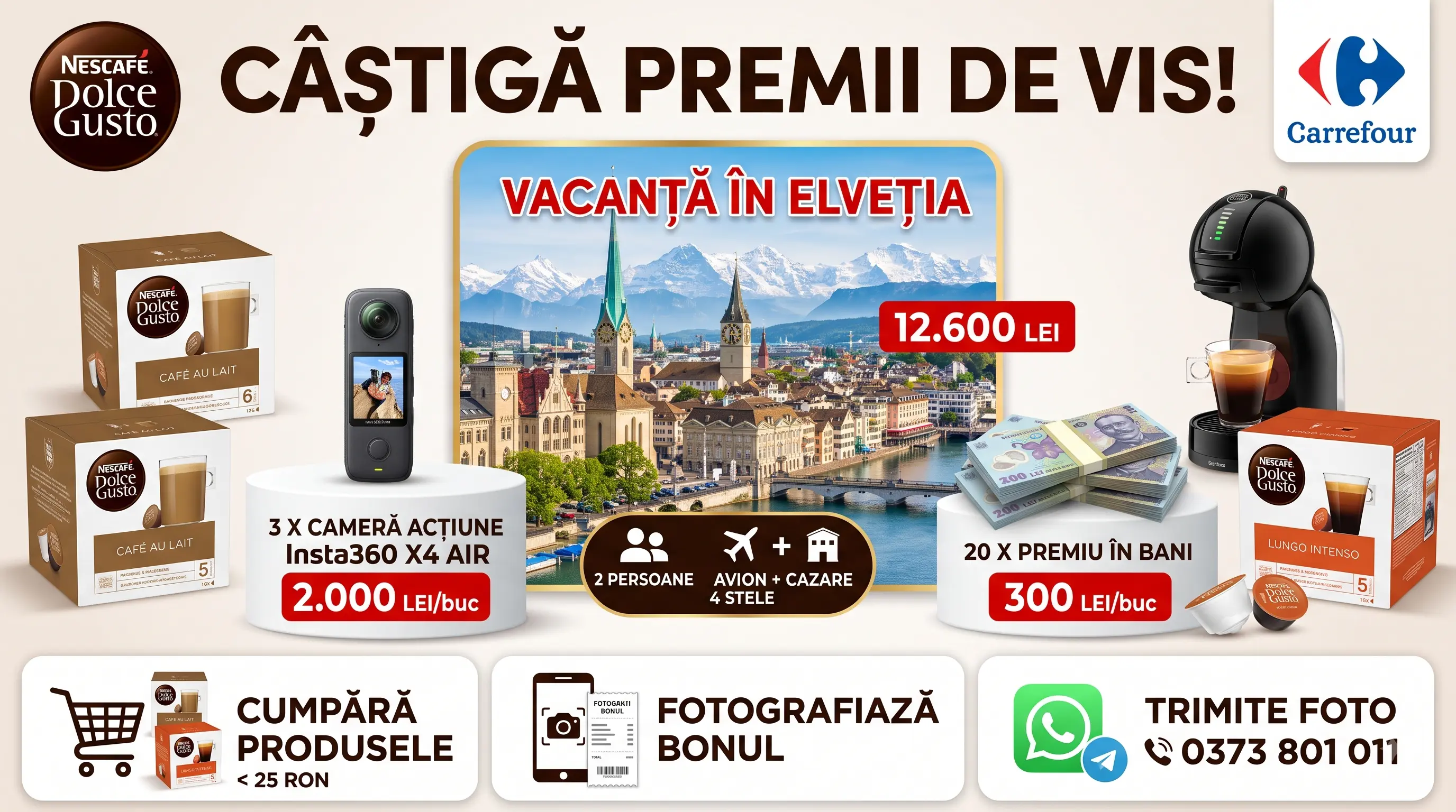 Concurs Concurs Carrefour: Cumpără NESCAFE Dolce Gusto și câștigă vacanță în Elveția (până...