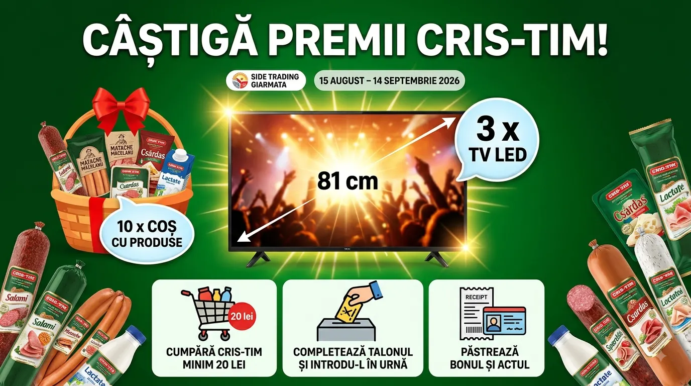 Concurs Side Trading: Câștigă un TV LED la cumpărături Cris-Tim (până pe 14 Septembrie) -...