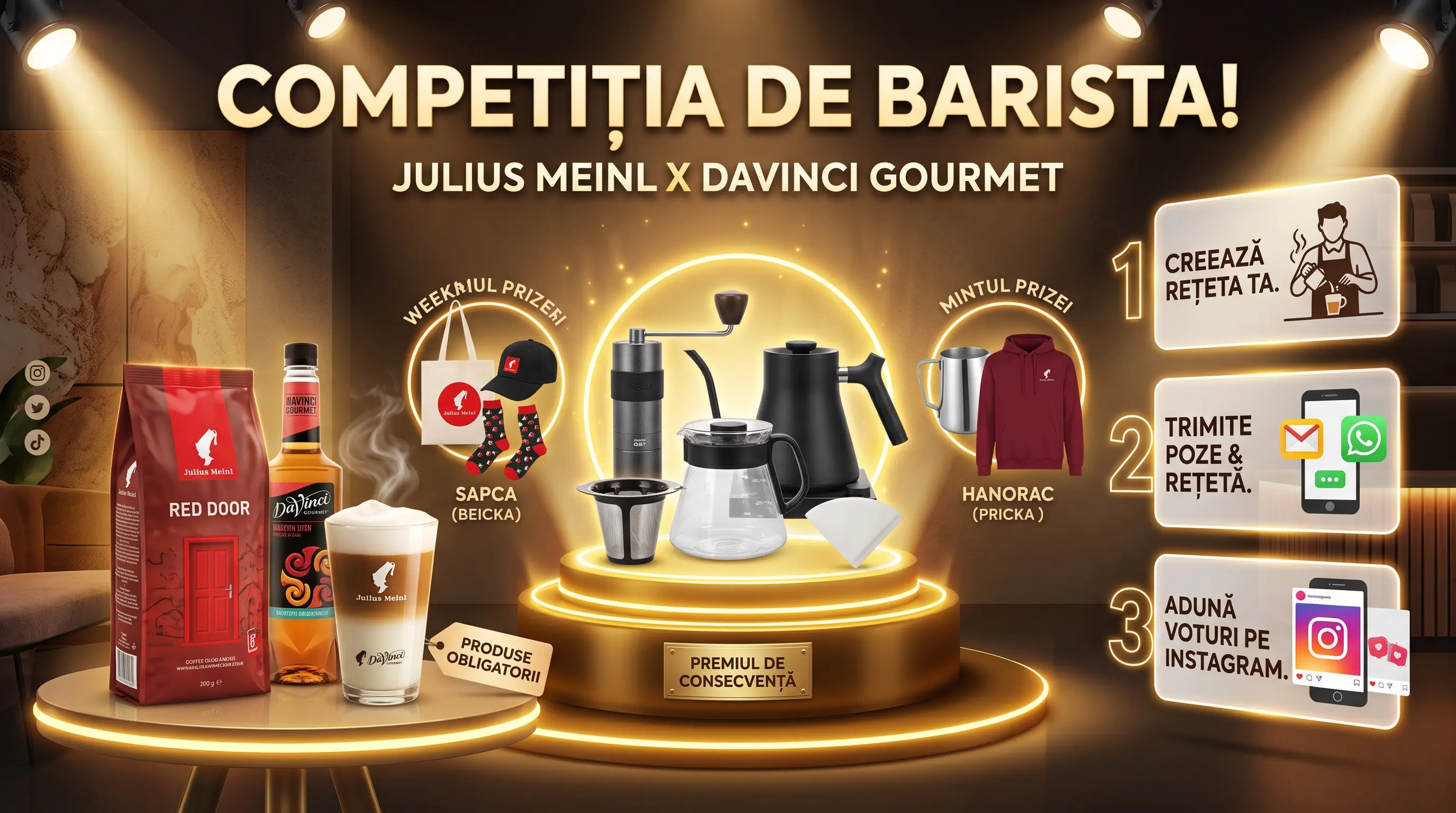 Concurs Julius Meinl x DaVinci Gourmet - Câștigă premii pentru barista - Concursier