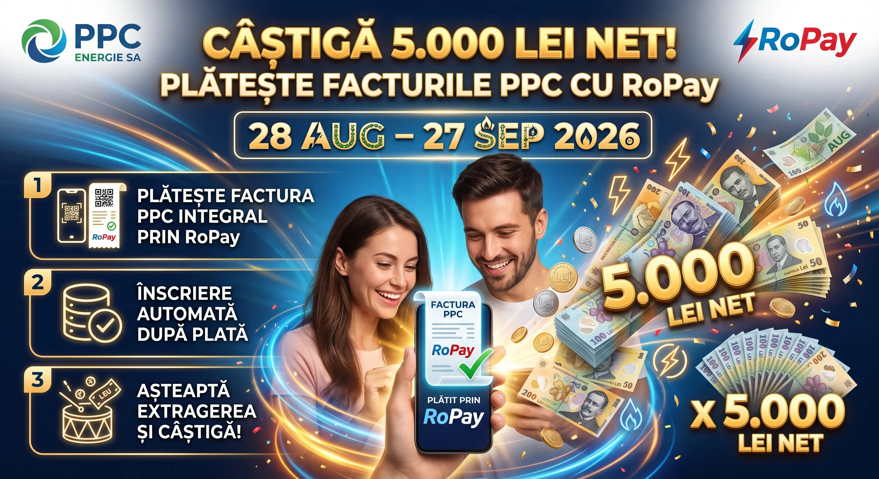 Concurs PPC Energie: Plătește factura și câștigă 5.000 lei (până pe 27 septembrie) - Concursier