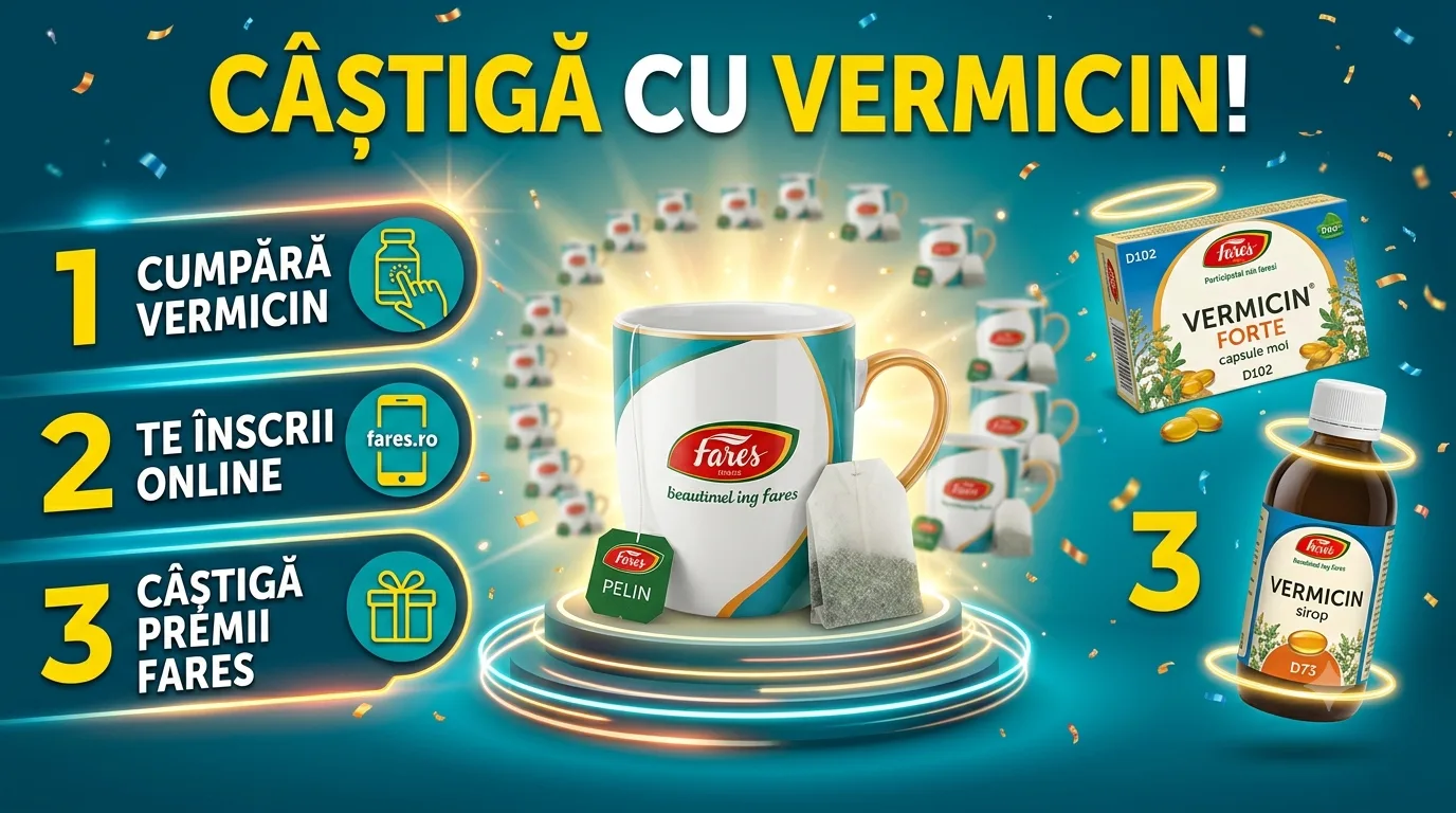 Concurs Fares BioVital: Cumpără Vermicin și câștigă seturi Fares (până pe 30 septembrie...