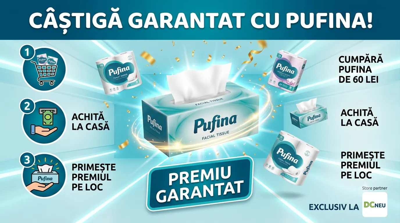 Ofertă DCNeu: Cumpără Pufina de 60 lei și primește șervețele gratuite (până pe 30...
