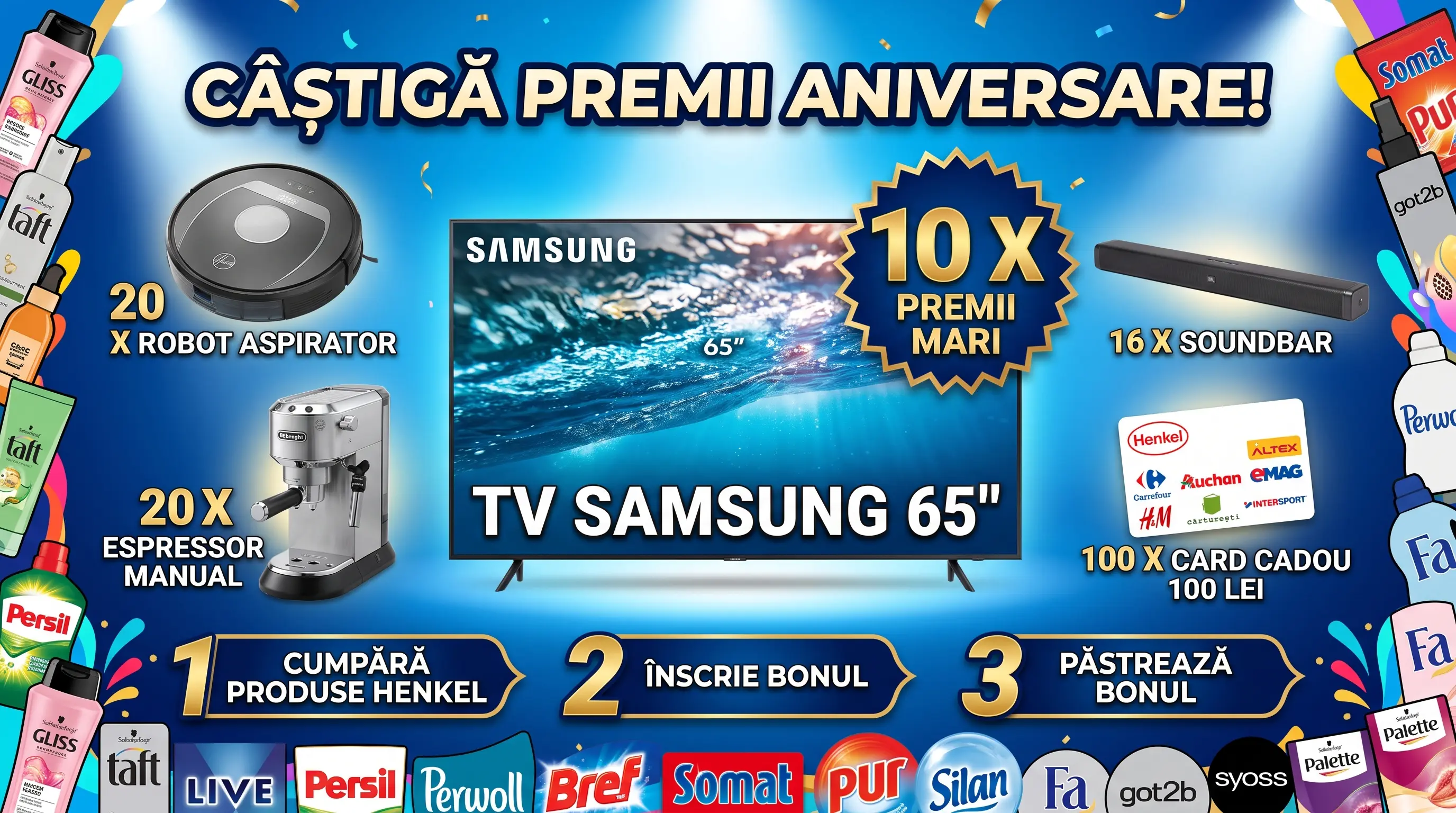 Concurs Henkel - Cumpără și câștigă TV Samsung 65" Smart (până pe 3 noiembrie) - Concursier