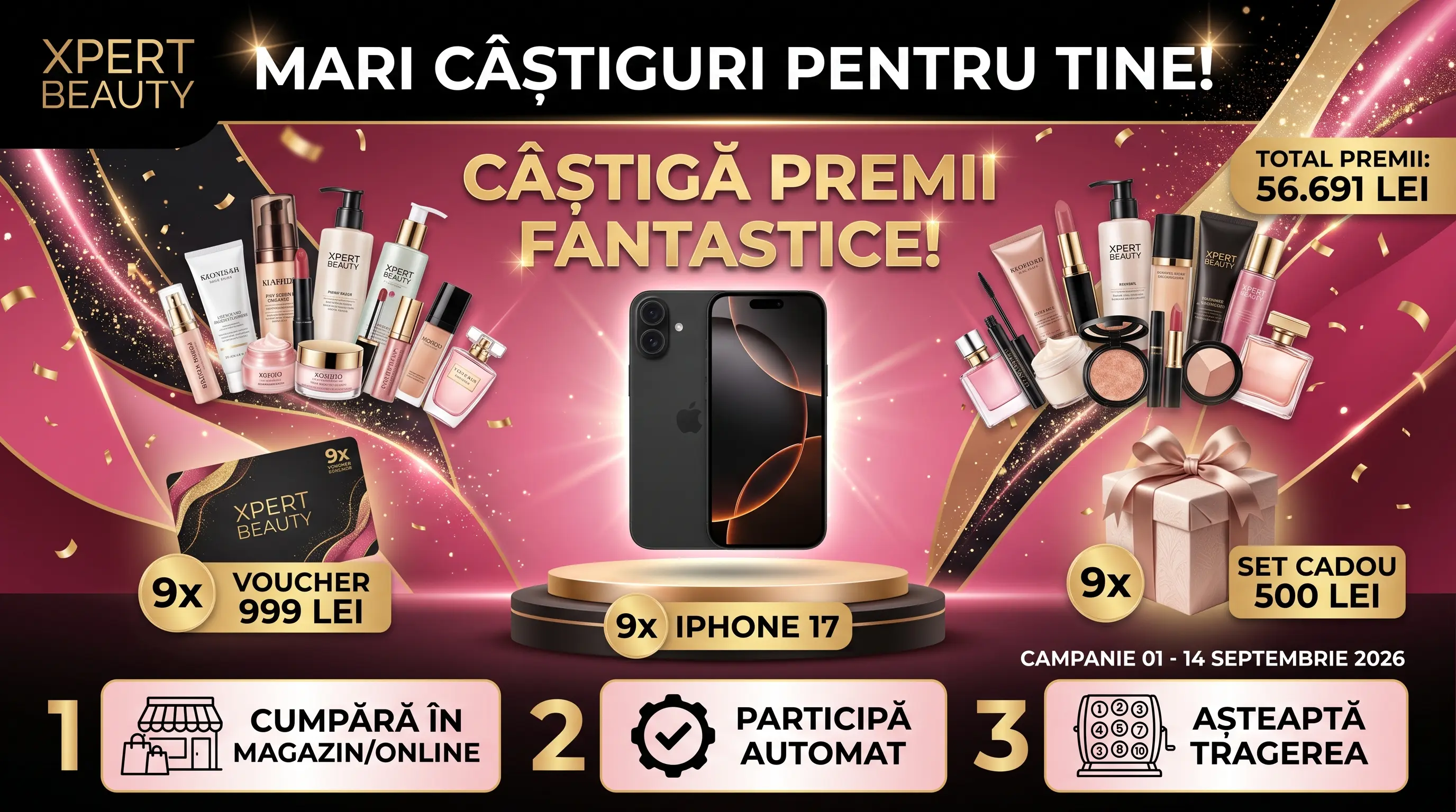 Concurs Xpert Beauty - Câștigă iPhone 17 sau vouchere (până pe 14 septembrie) - Concursier