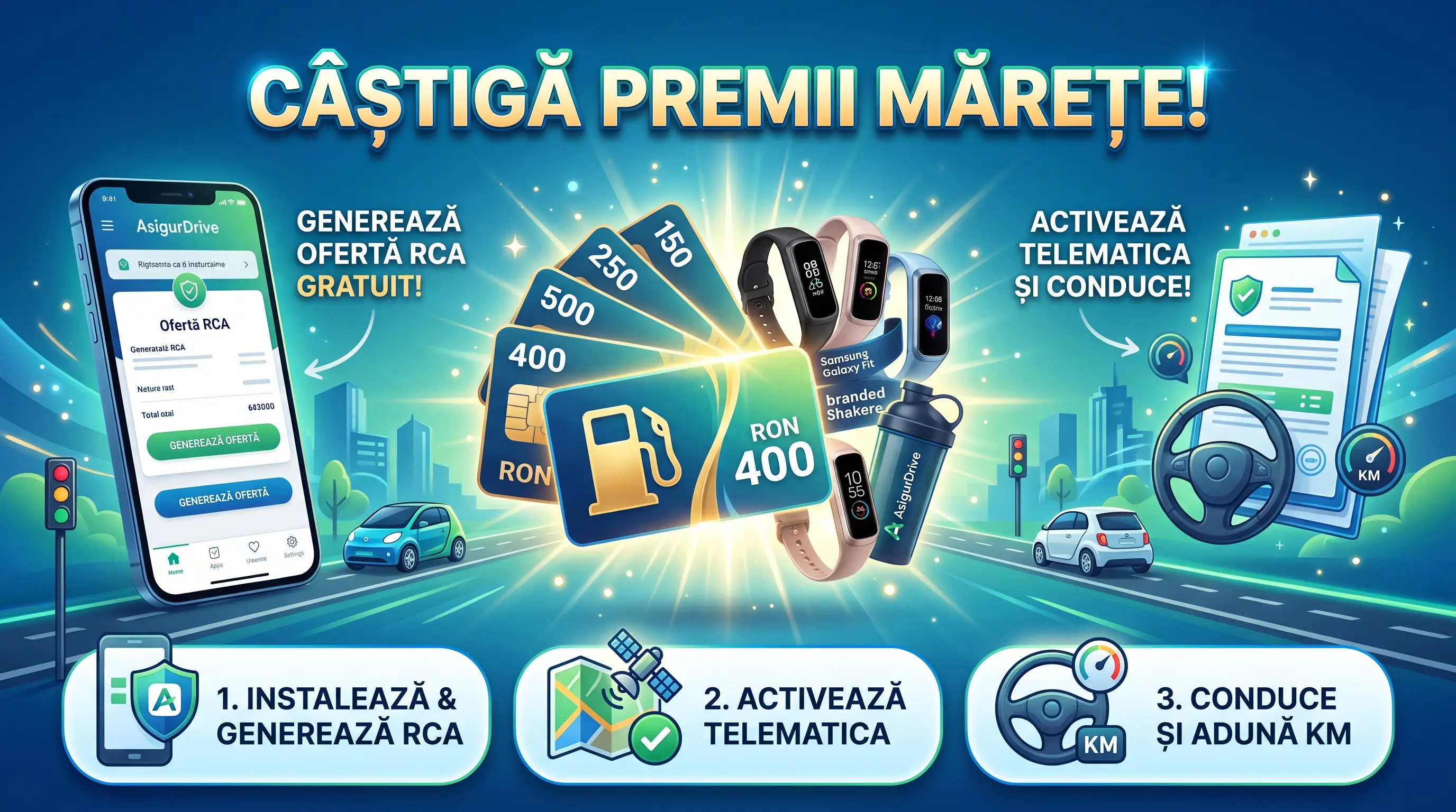 Concurs Concurs AsigurDrive - Vouchere carburant și brățări inteligente (până pe 30...