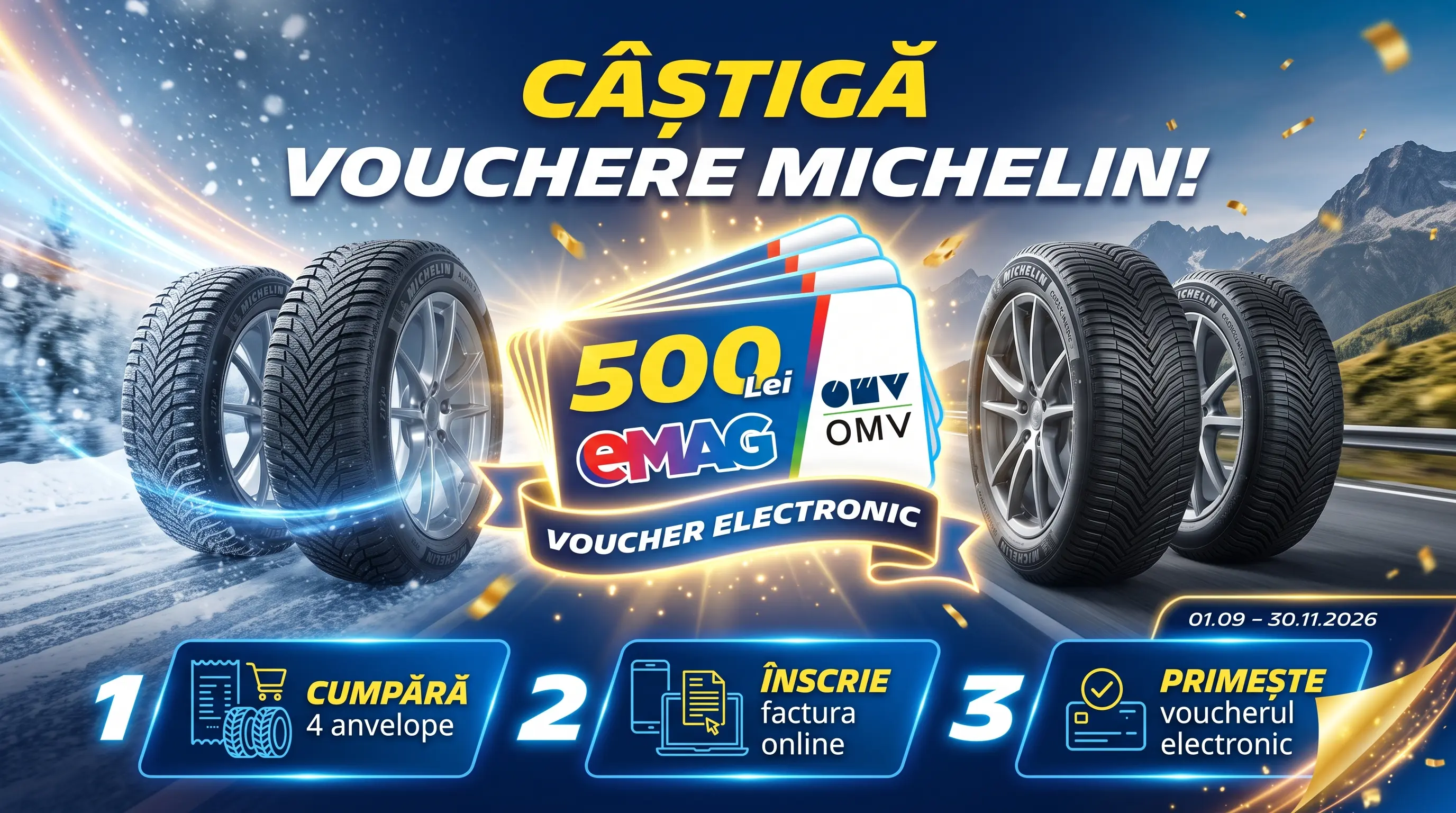 Concurs Michelin: Cumpără anvelope și câștigă vouchere eMAG și OMV (până pe 10 decembrie) -...