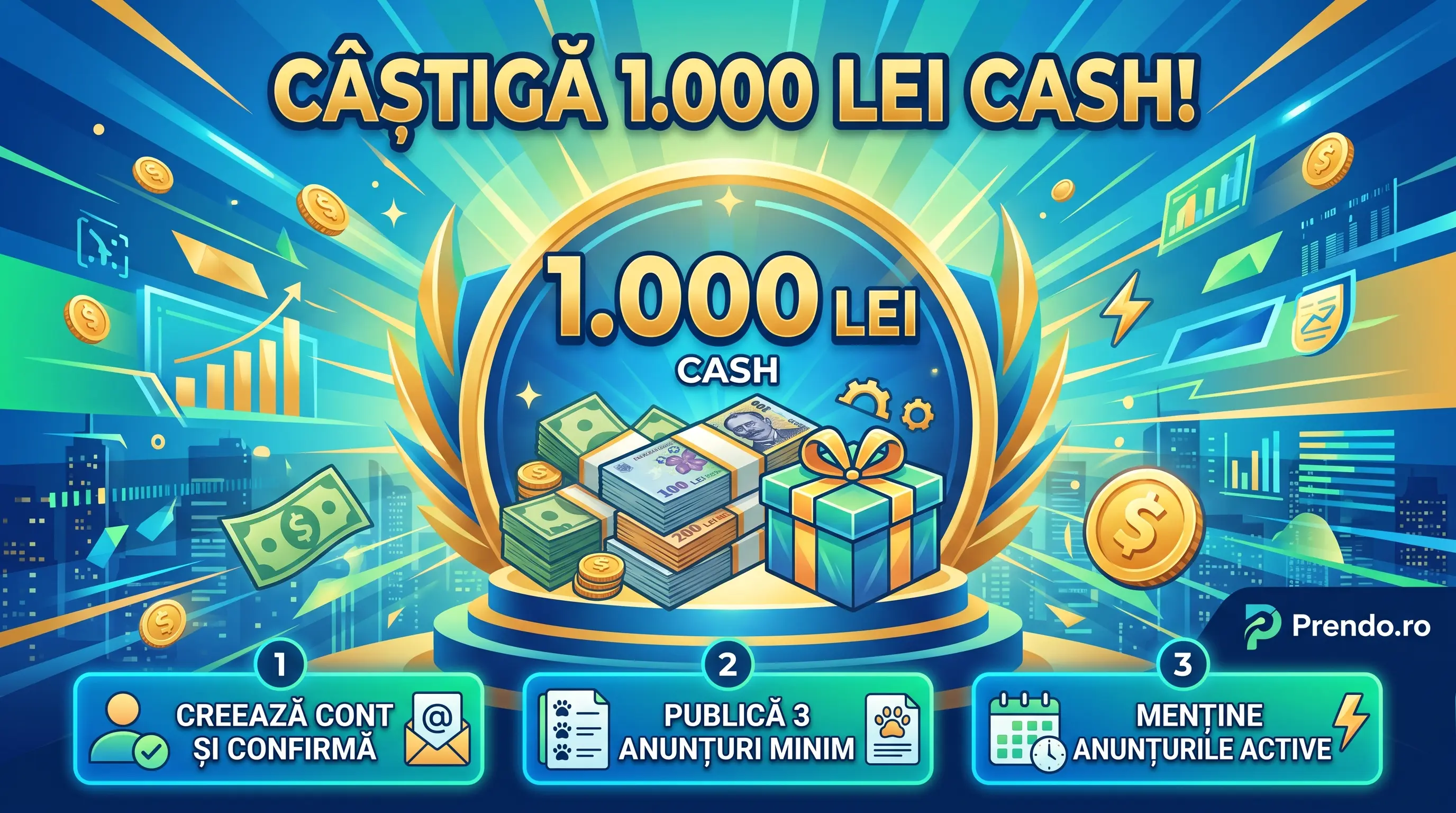 Concurs Prendo Câștigă 1000 lei Postează Anunțuri (până pe 19 septembrie) - Concurs Gratuit...