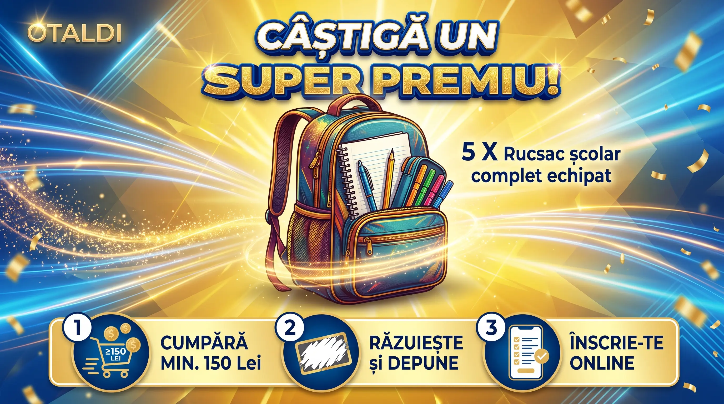 Concurs OTALDI Supermarket: Cumpără și câștigă rucsac școlar complet echipat (până pe 20...