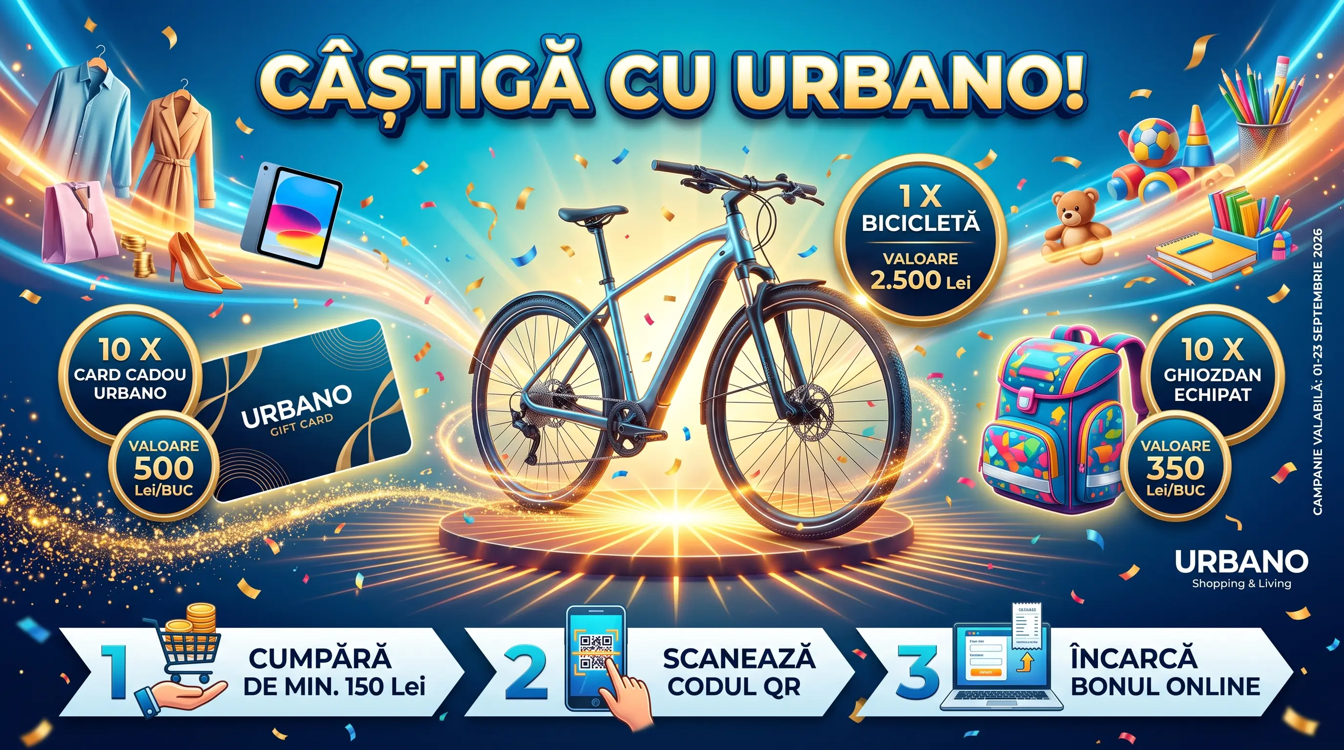 Concurs URBANO Shopping & Living - Cumpără și câștigă o bicicletă (până pe 23 septembrie) -...