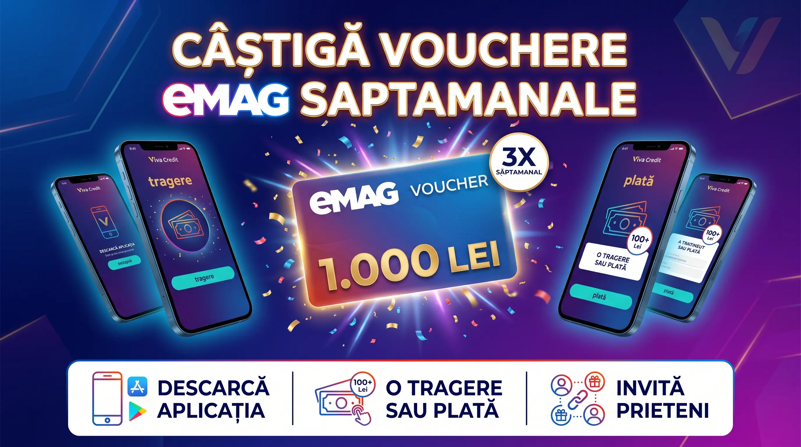 Concurs Viva Credit: Câștigă Vouchere eMAG de 1.000 lei (până pe 24 septembrie) - Concursier