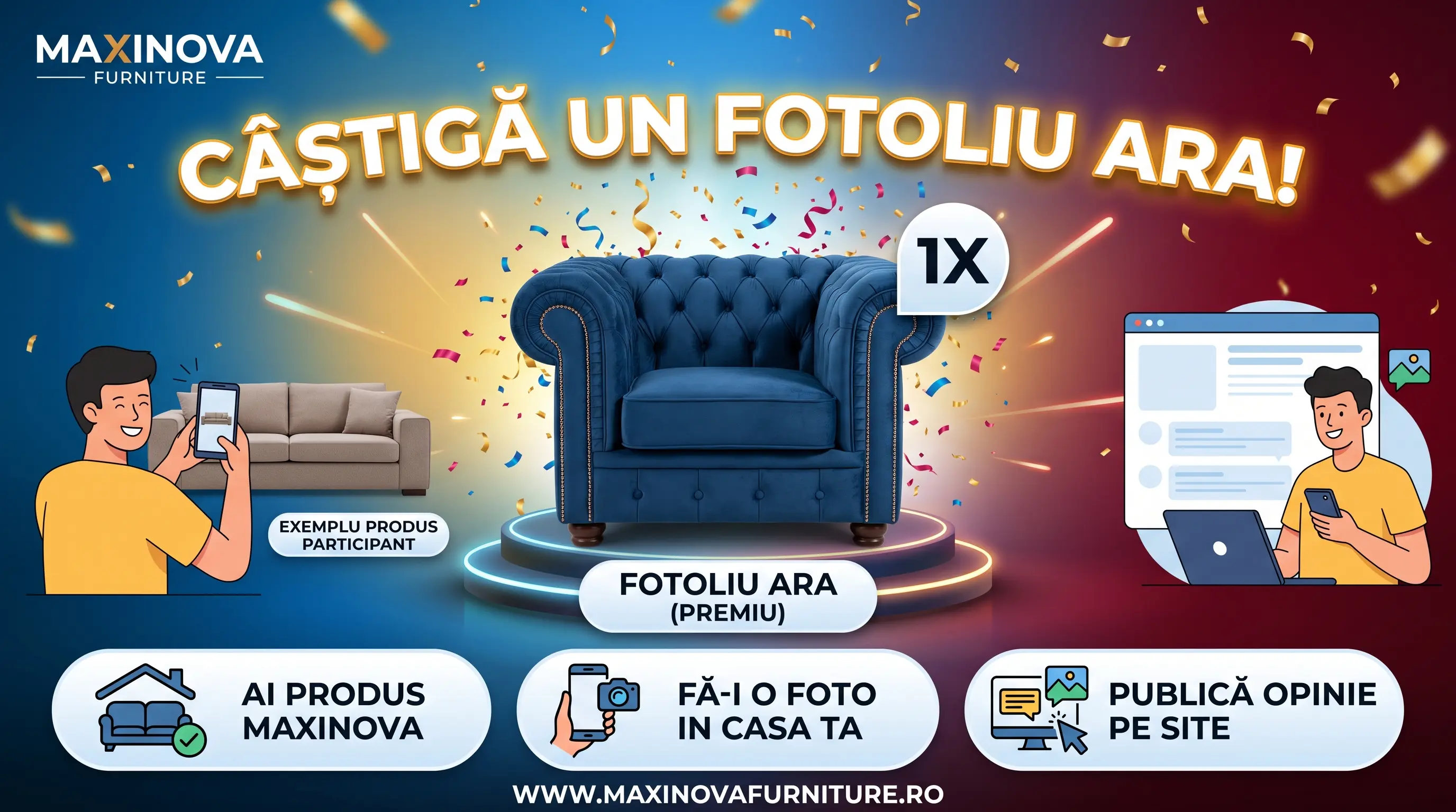 Concurs Maxinova Furniture - Câștigă un fotoliu Chesterfield (până pe 19 octombrie) -...