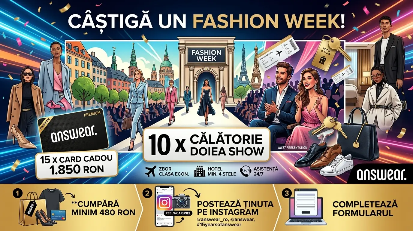 Concurs Concurs Answear - Câștigă o călătorie la Fashion Week AW27 (până pe 28 Octombrie) -...
