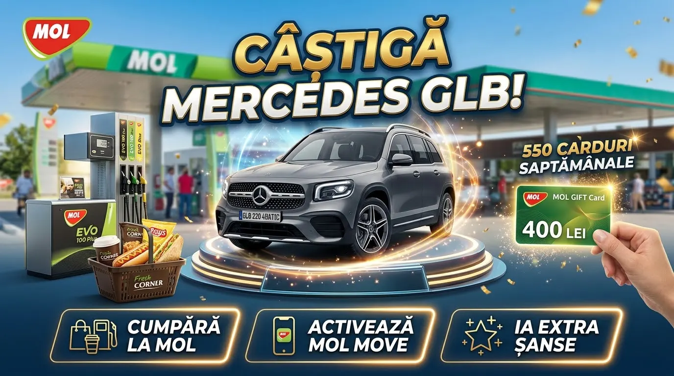 Concurs MOL: Cumpără și câștigă un Mercedes-Benz GLB 220 4MATIC (până pe 13 Decembrie) -...