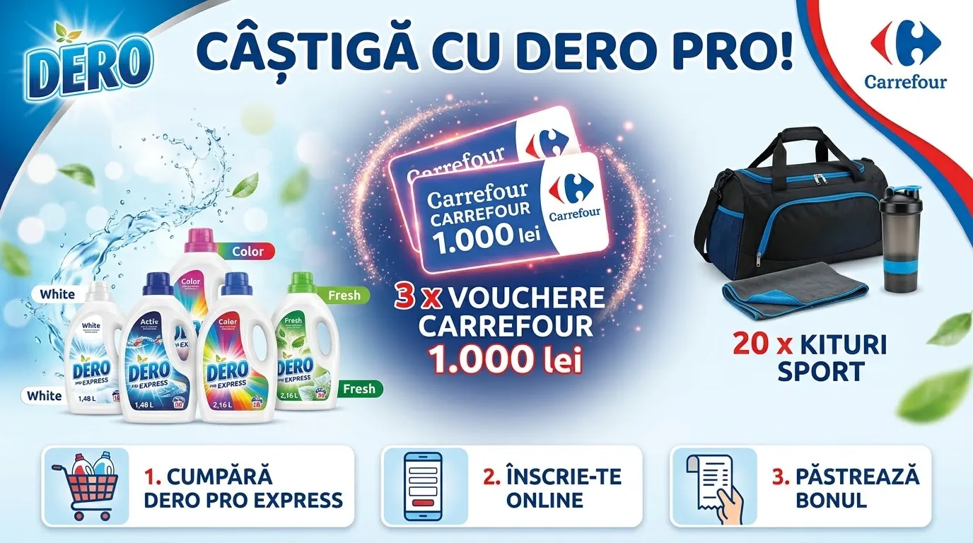 Câștigători concurs Dero – Voucher Carrefour (Octombrie 2026)