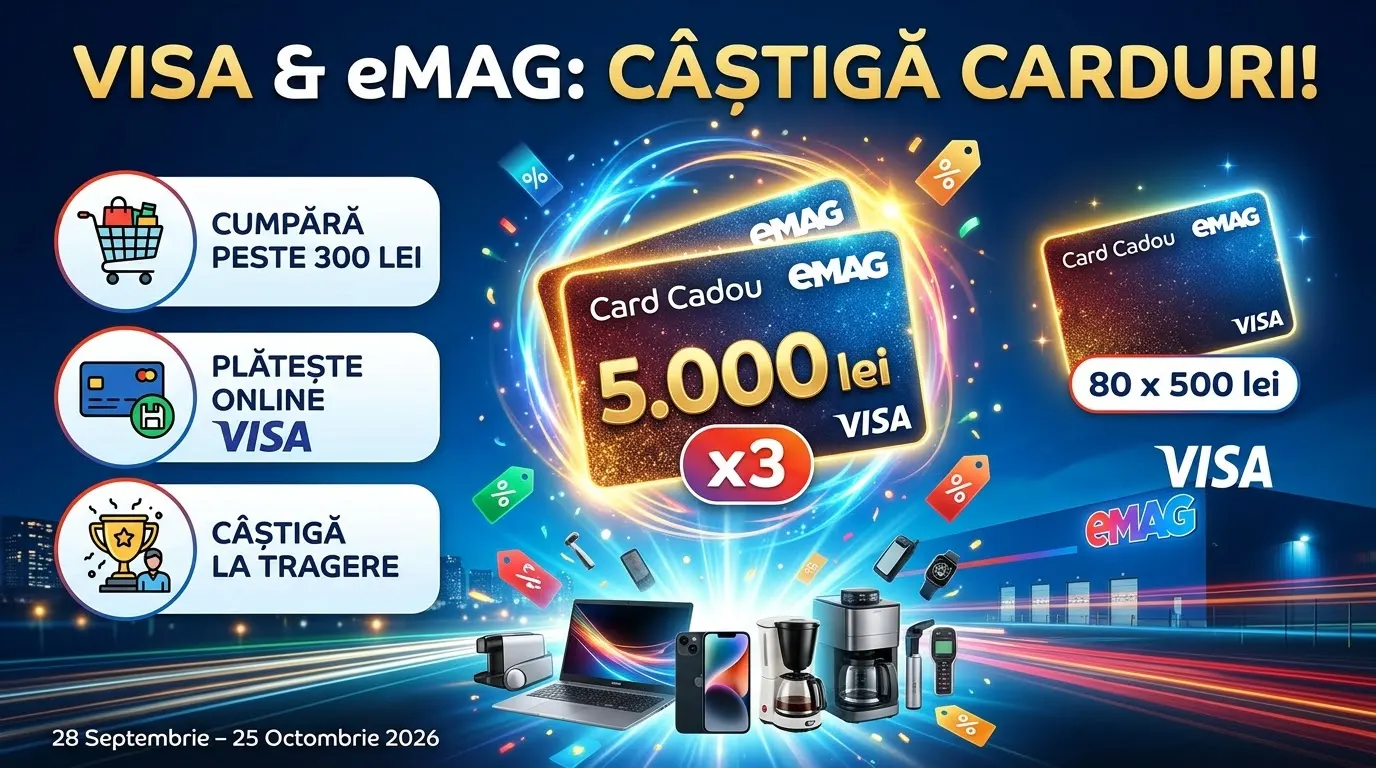 Concurs eMAG: Cumpără și câștigă carduri cadou de 5.000 lei (până pe 25 octombrie) - Concursier
