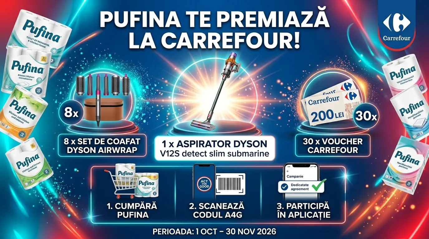 Concurs Carrefour - Cumpără Pufina și câștigă Dyson (până pe 30 Noiembrie) - Concursier
