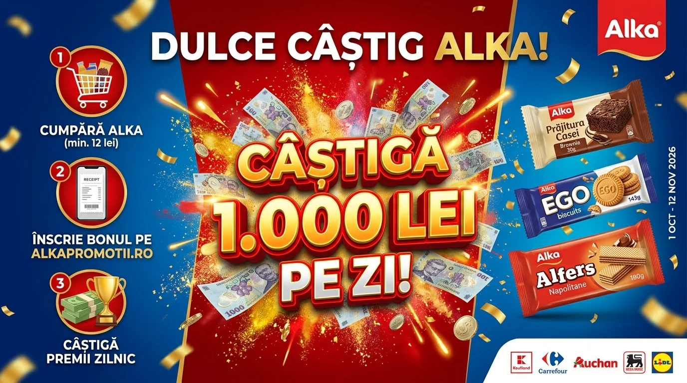 Concurs Alka: Cumpără și câștigă premii în bani de 1.000 lei (până pe 12 Noiembrie) -...