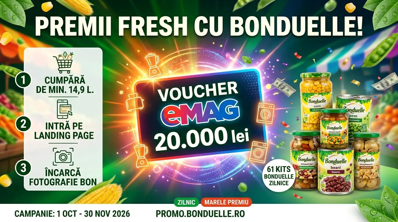 Concurs Bonduelle - Câștigă un voucher eMAG de 20.000 lei (până pe 30 Noiembrie) - Concursier