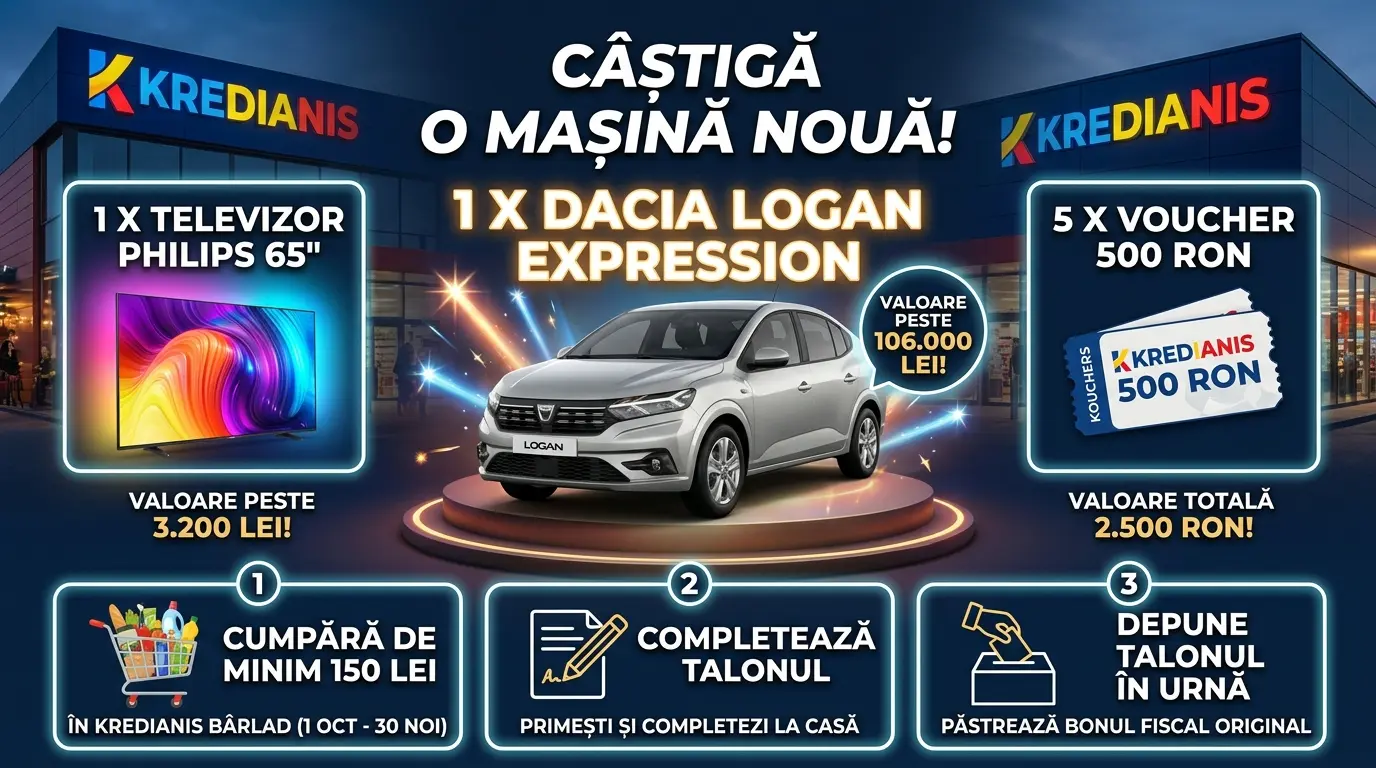 Concurs KREDIANIS Câștigă o Dacia Logan și premii valoroase (până pe 30 noiembrie) - Concursier