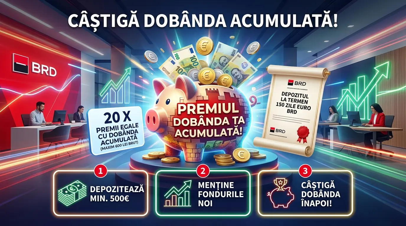 Concurs BRD - Câștigă până la 600 lei la depozitul în EURO (până pe 21 decembrie) - Concursier