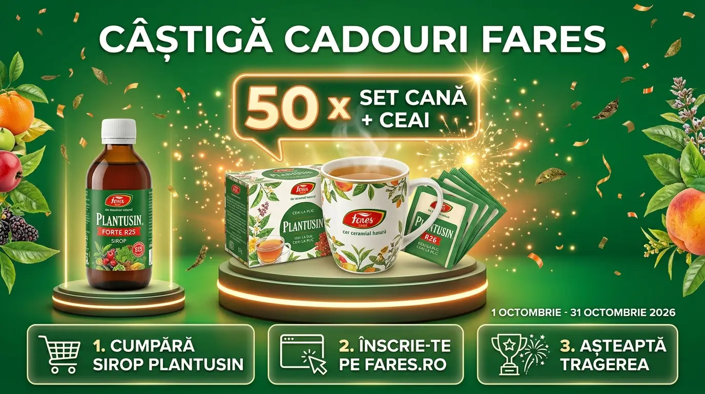 Concurs Fares: Cumpără Plantusin Forte și câștigă Cană Fares + Ceai Plantusin (până pe 31...