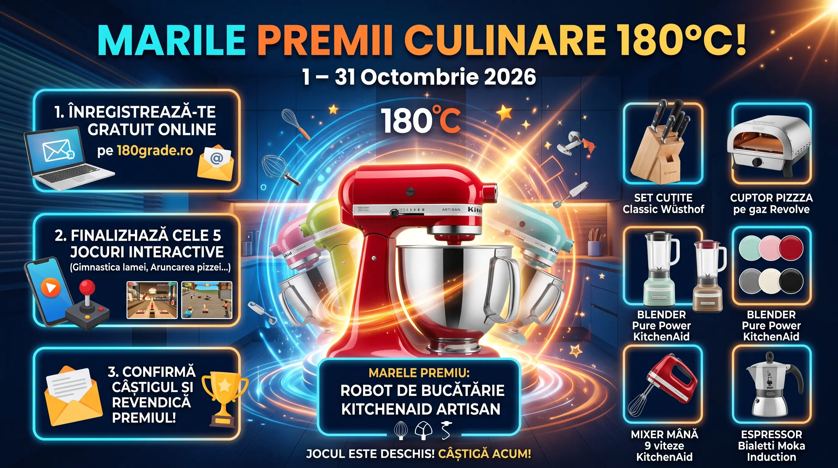 Concurs 180°C: Câștigă un Robot de Bucătărie KitchenAid Artisan (până pe 31 Octombrie)
