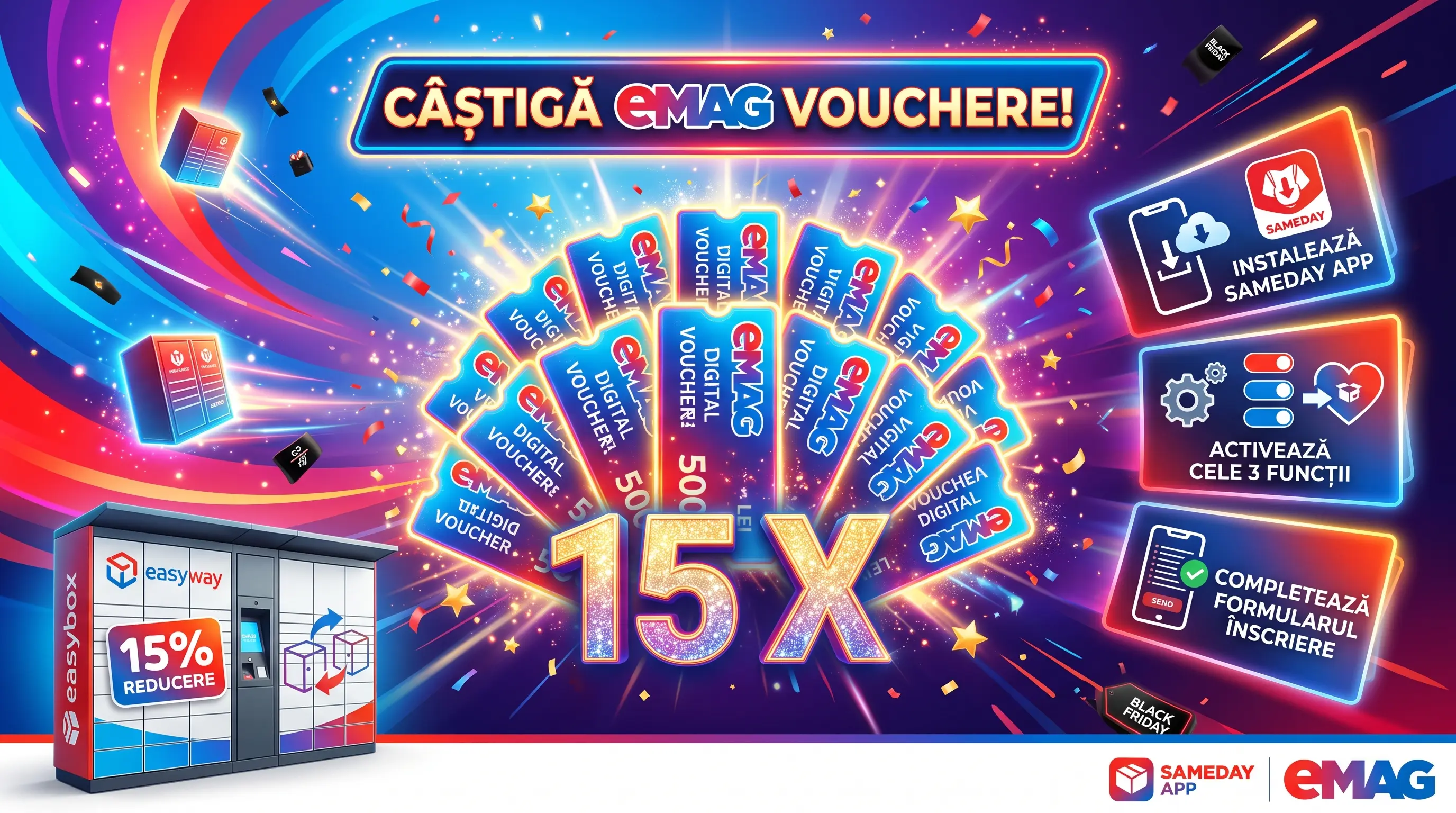 Concurs Sameday: Câștigă voucher eMAG de 500 lei (până pe 30 octombrie) - Concurs Gratuit |...