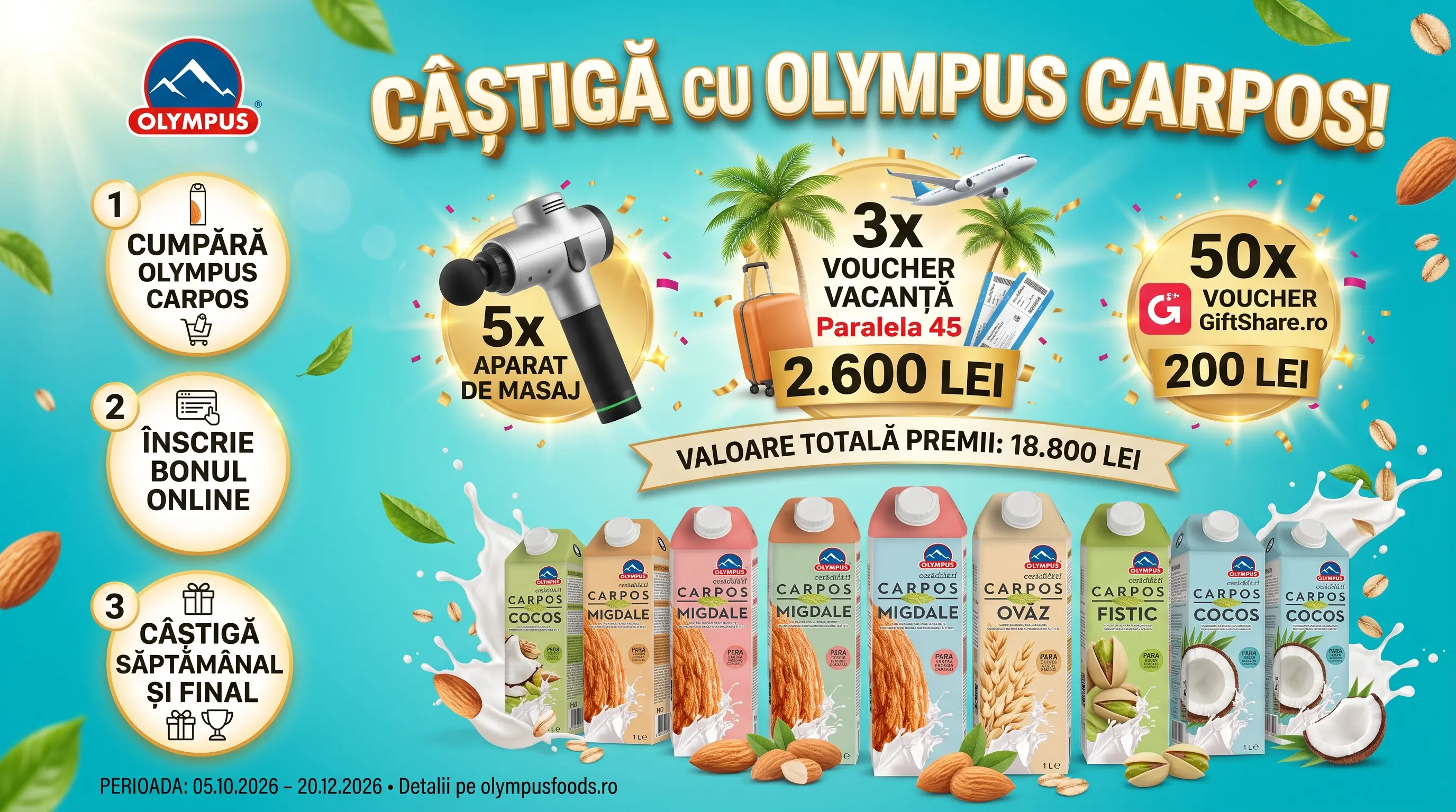Concurs Olympus Foods: Cumpără și câștigă vouchere vacanță Paralela 45 (până pe 20...
