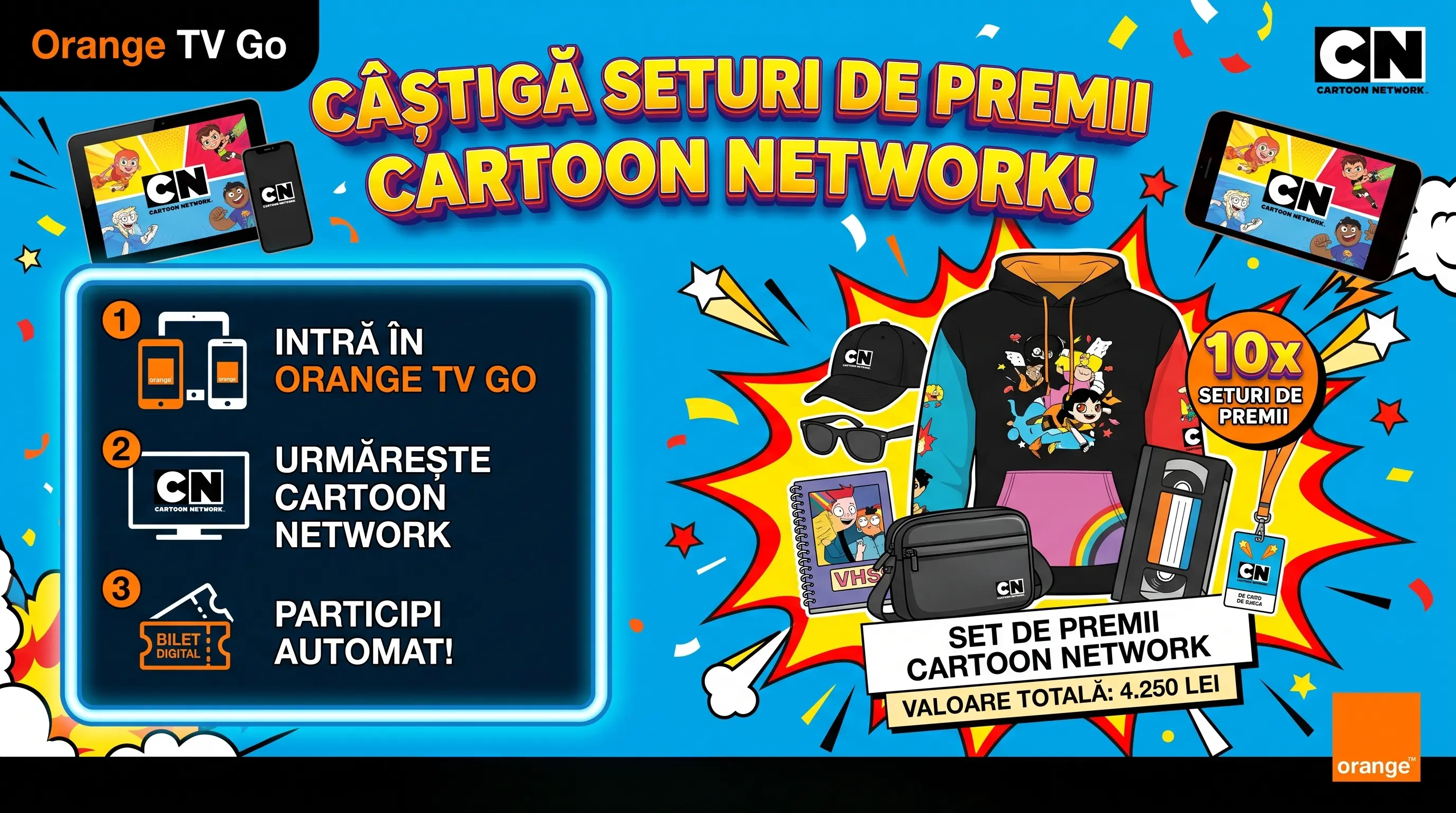 Concurs Orange - Seturi de produse branded Cartoon Network (până pe 31 Octombrie) - Concurs...