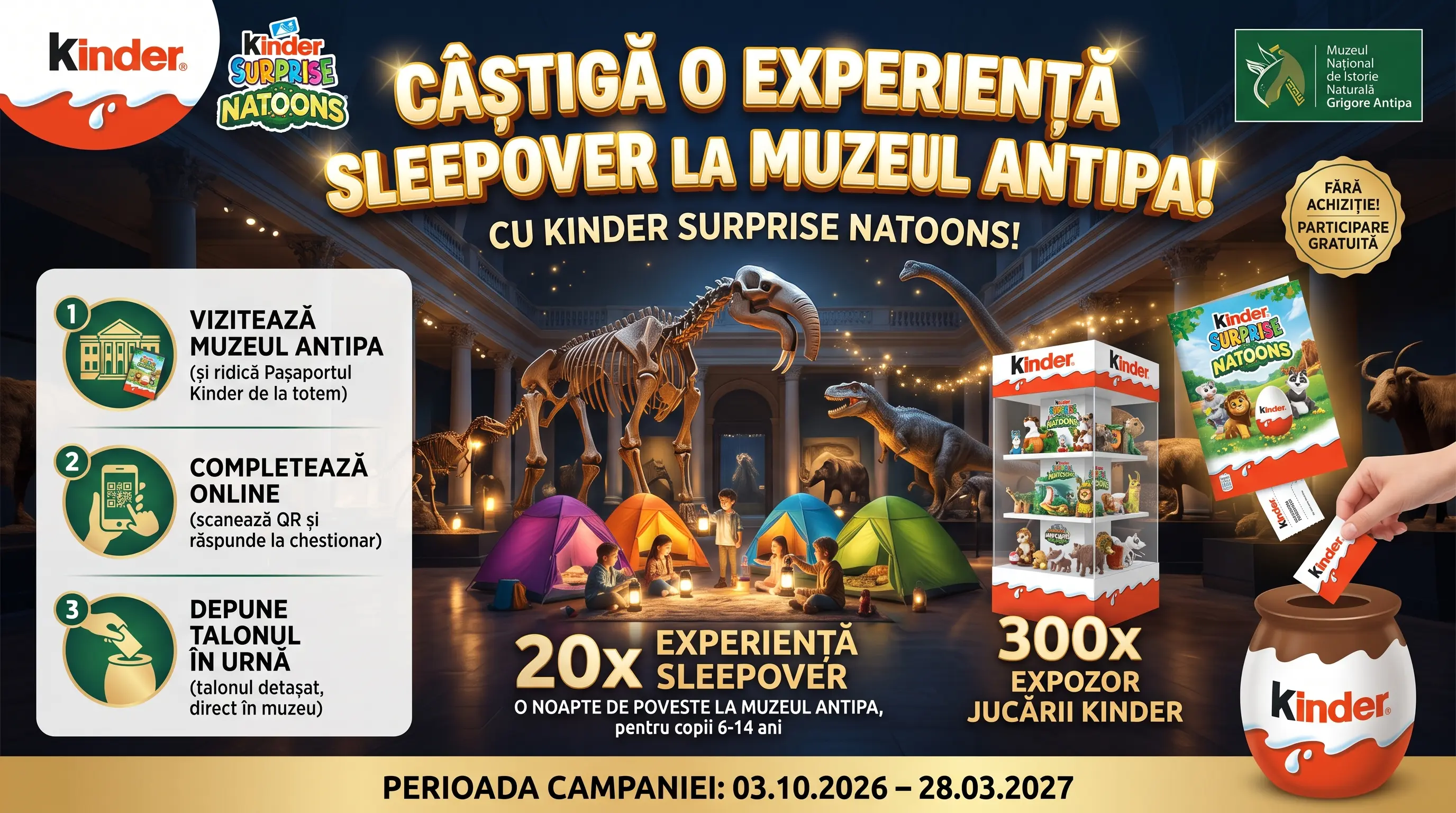 Concurs Muzeul Antipa - Câștigă Sleepover pentru copii (până pe 28 martie)