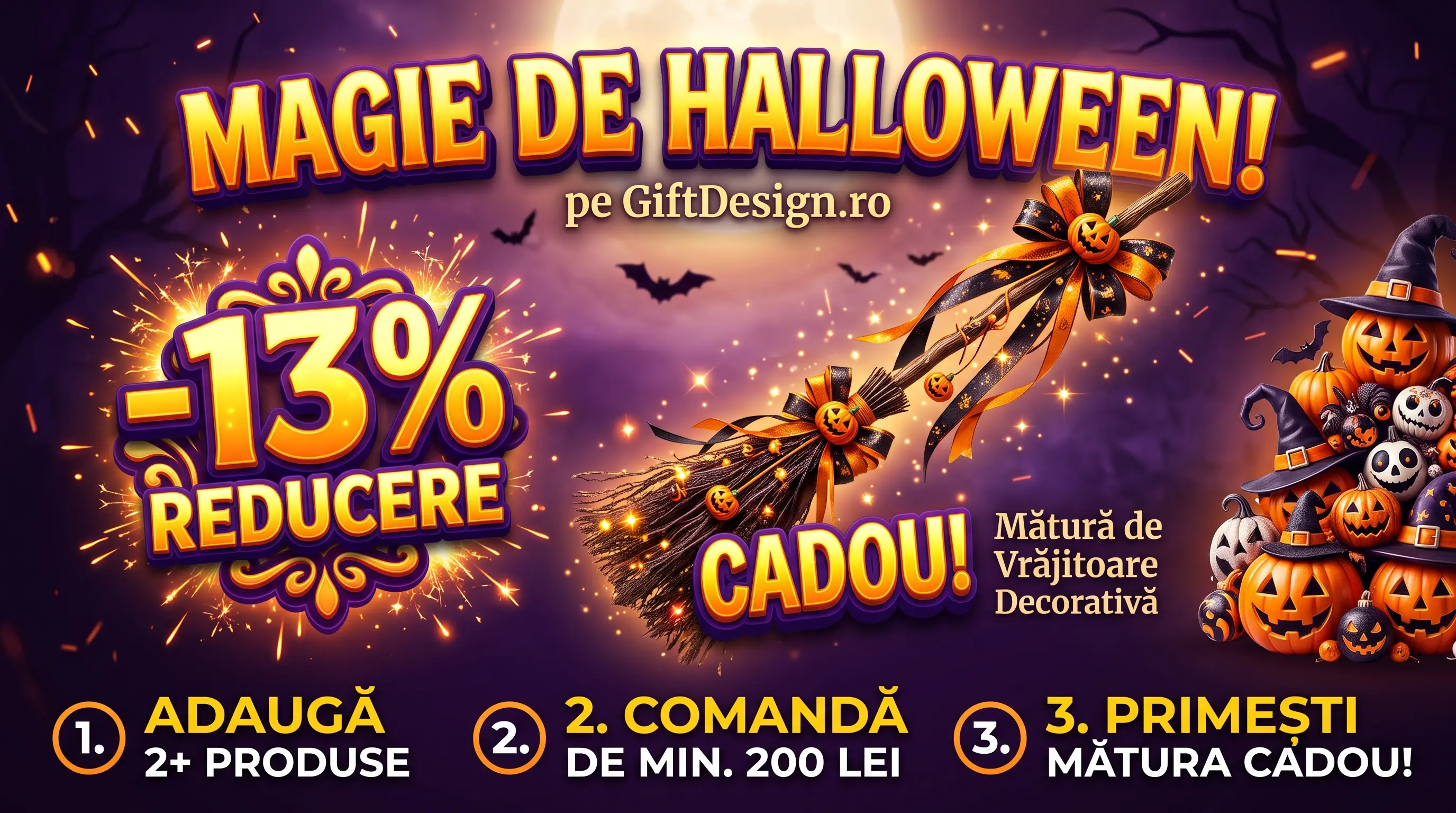 Ofertă GiftDesign.ro: Cumpără 2 produse Halloween și primești Cadou (până pe 30 octombrie)...