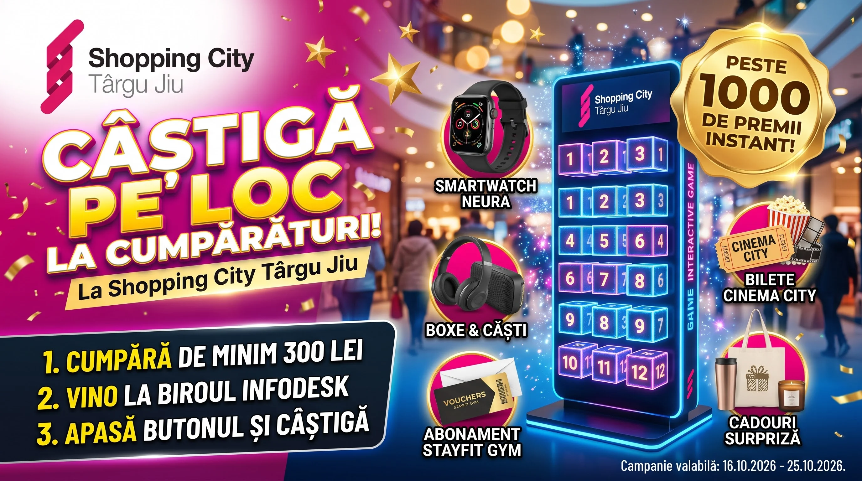 Concurs Concurs Shopping City Târgu Jiu: Cumpără și câștigă premii instant (până pe 25...