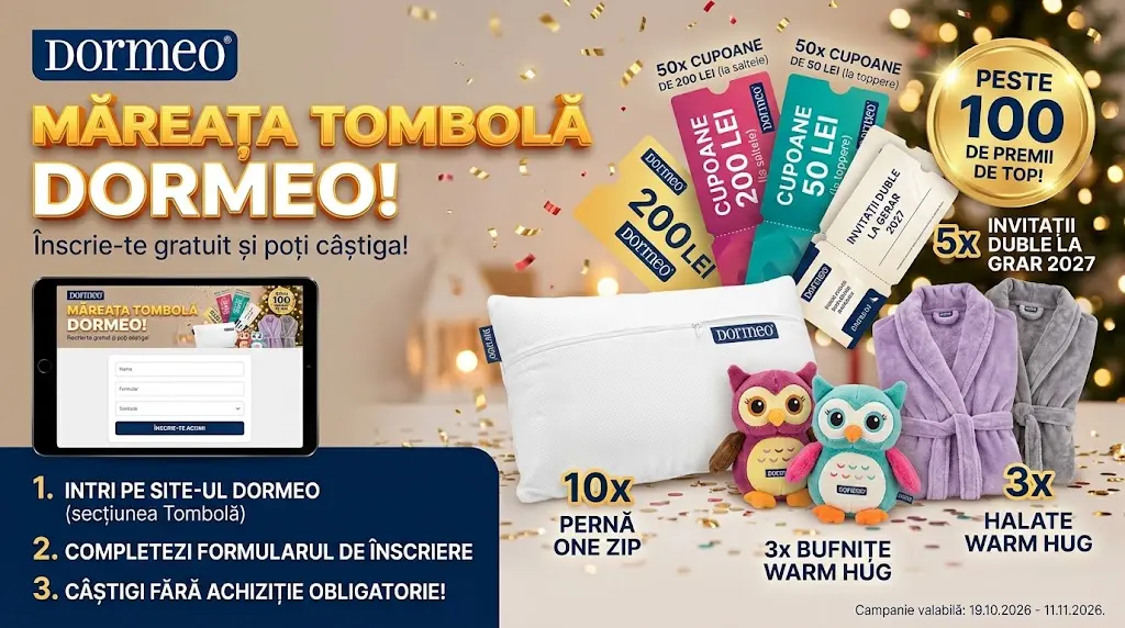 Concurs Dormeo - Peste 100 de premii (până pe 11 Noiembrie) - Concurs Gratuit | Concursier