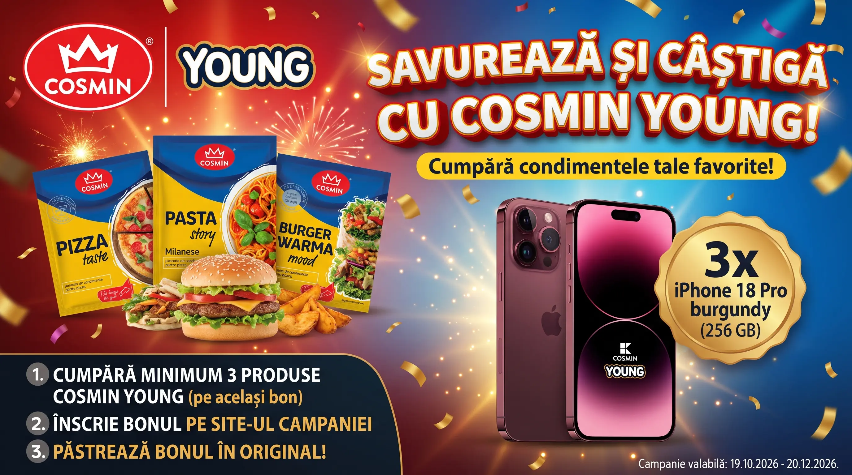 Concurs Cosmin Young - Cumpără 3 produse și câștigă iPhone 18 Pro (până pe 20 decembrie) -...