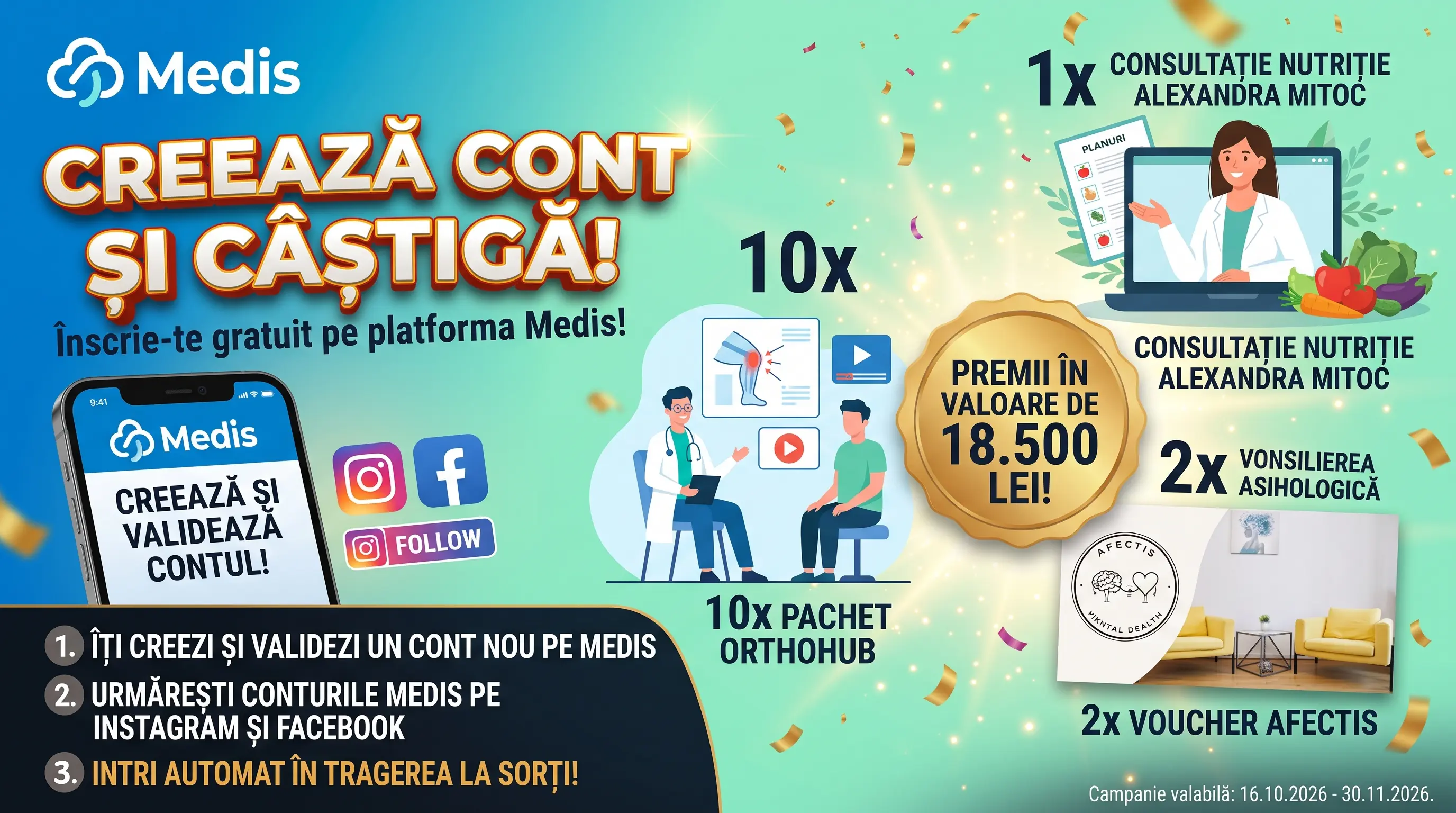Concurs Medis - Câștigă Consultații Ortopedice și Nutriționale (până pe 30 noiembrie)