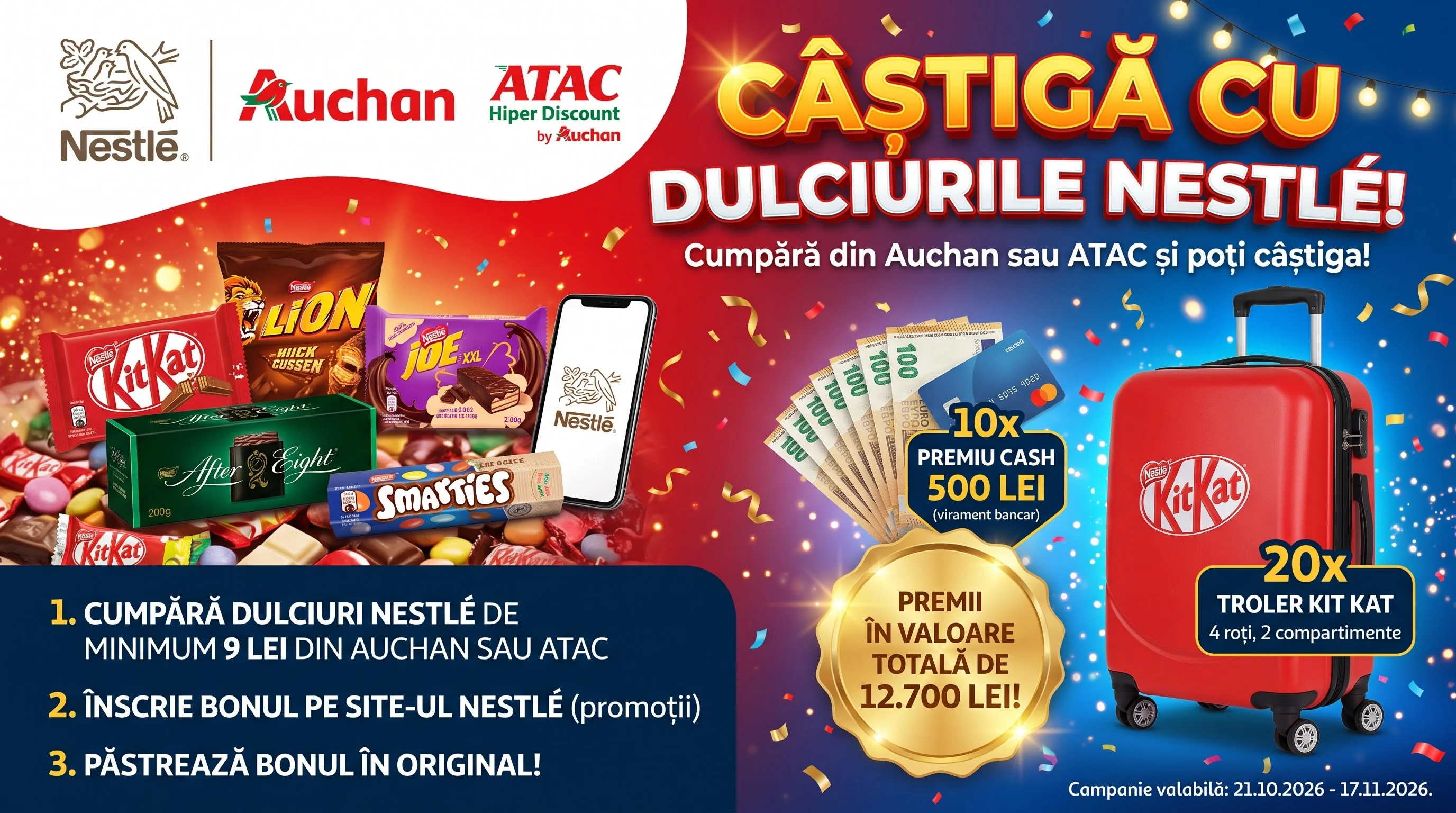Concurs Nestlé: Cumpără dulciuri și câștigă premii în valoare de 12.700 lei (până pe 17...