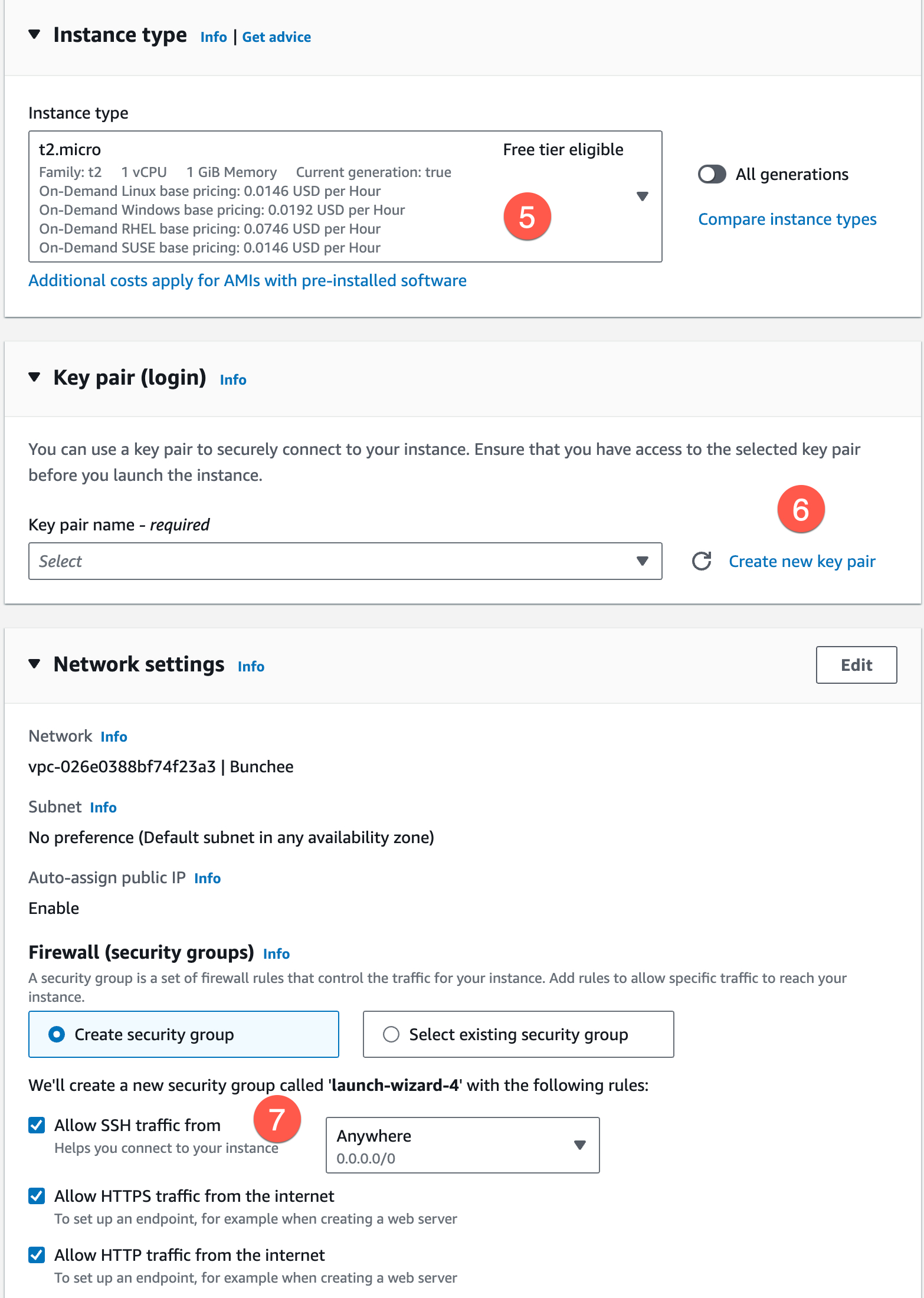 Key pair and Security Group using AWS EC2 t2.micro for FlowiseAI