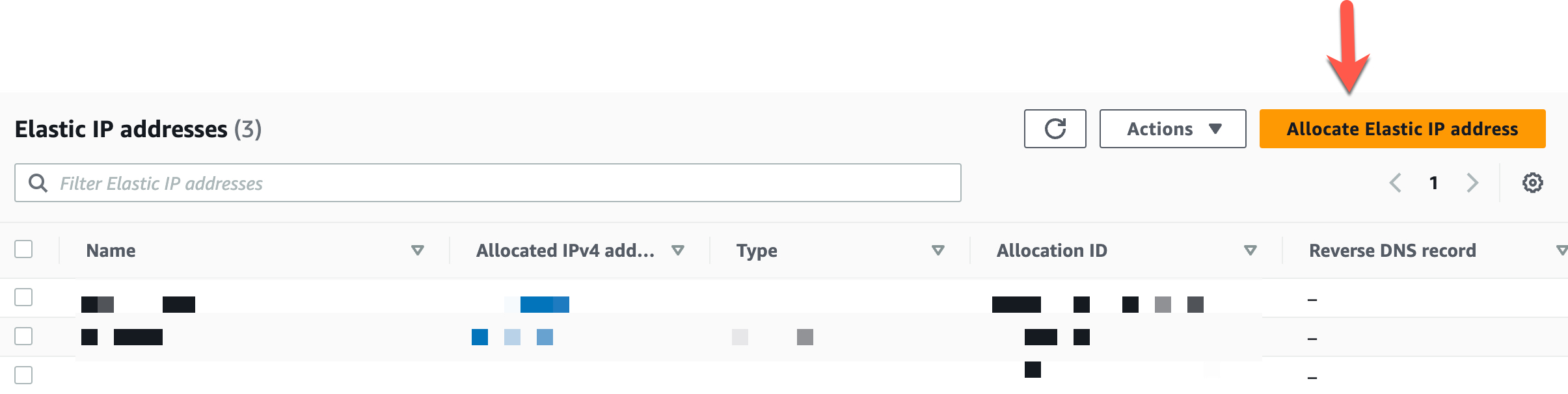 Allocate Elastic IP address