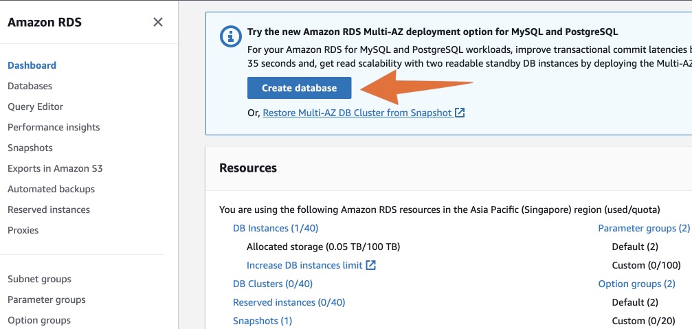 เชื่อมต่อ AWS RDS ผ่าน Internet 1