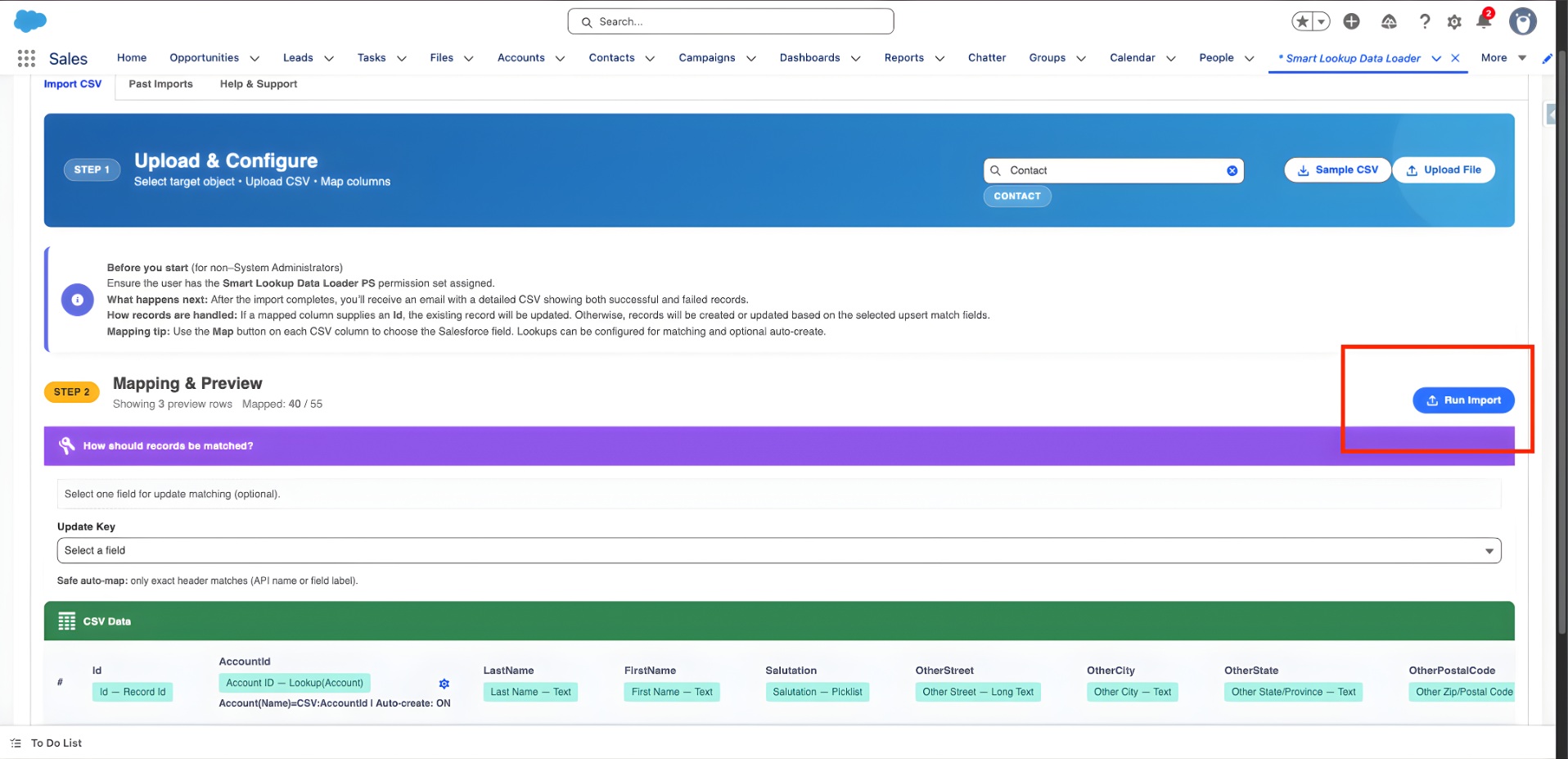 Smart Lookup Data Loader Interface